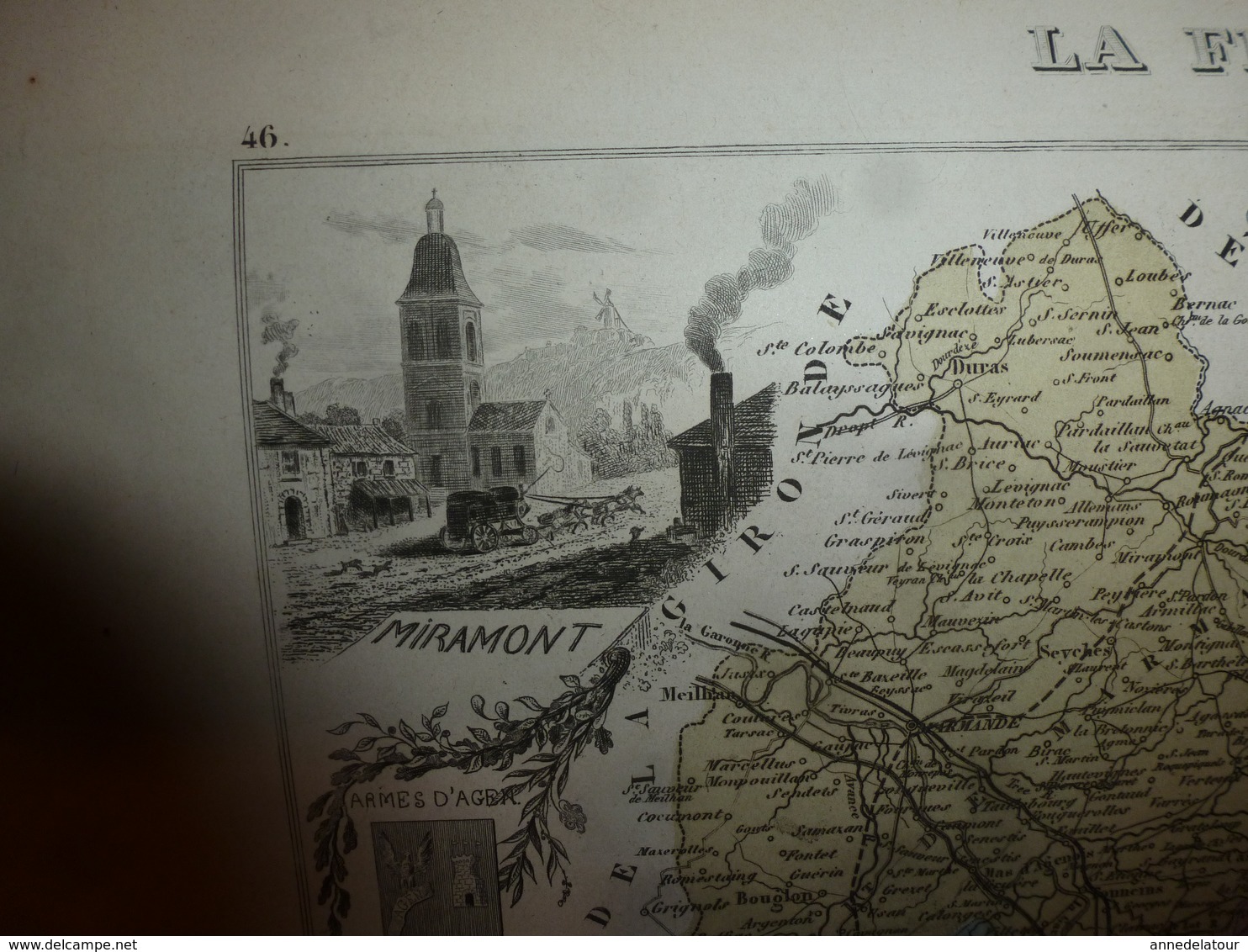 1880 LOT Et GARONNE (Agen,Marmande,Nérac,Villeneuve-sur-Lot,Bouglon,etc) Carte Géo-Descriptive:Edition Migeon,géograph - Cartes Géographiques