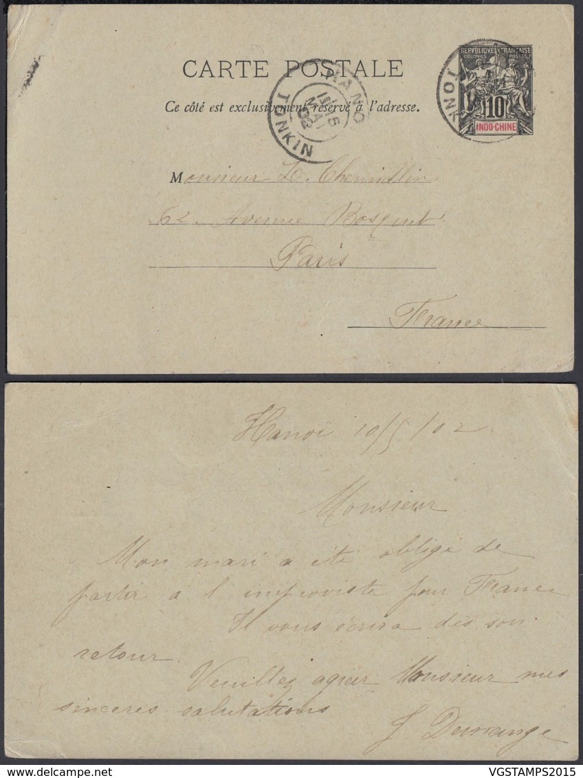 INDOCHINE EP 10c DE HANOI 05/05/1903 VERS FRANCE (6G18538) DC-MV521 - Lettres & Documents