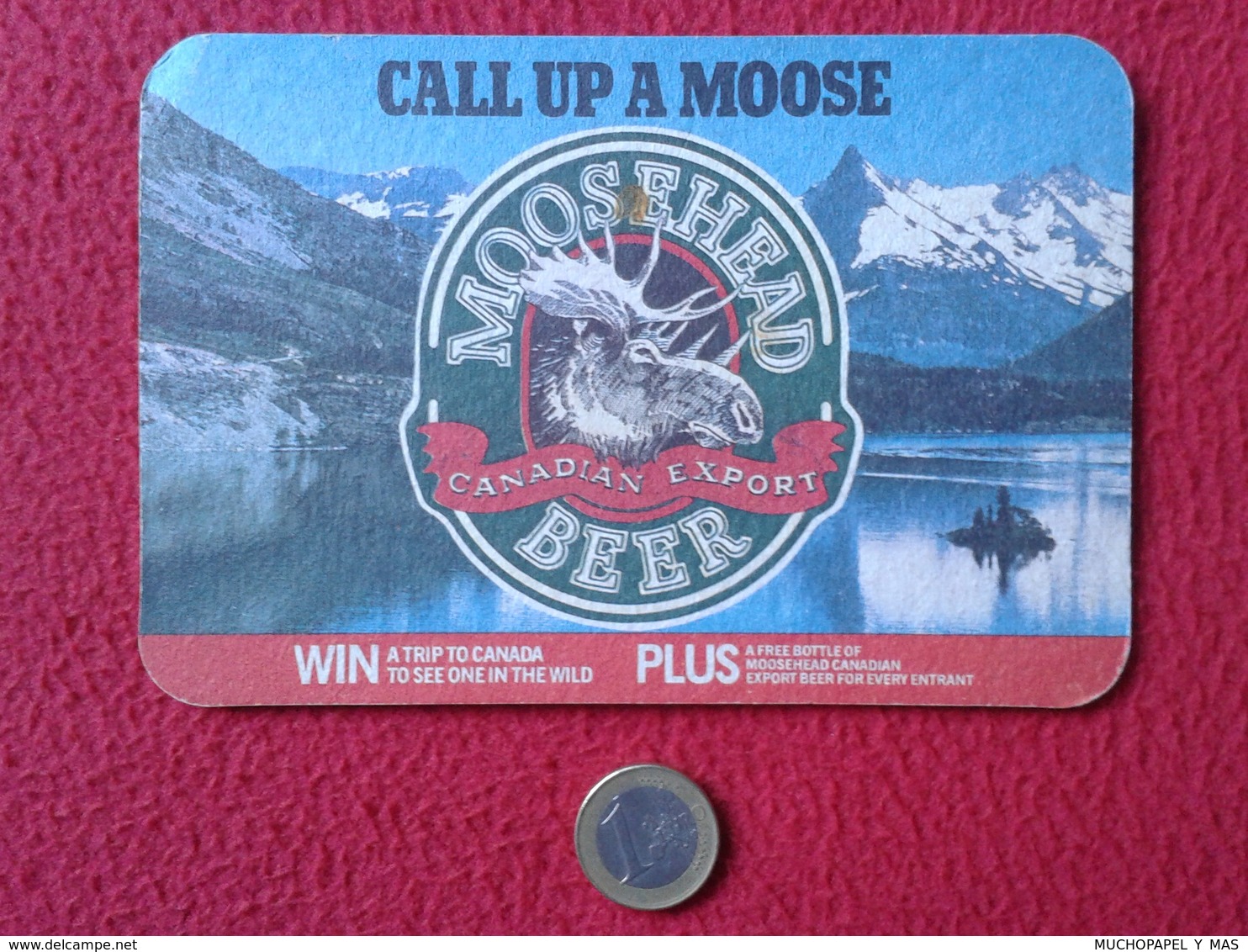 POSAVASOS RARE COASTER MAT O SIMILAR MOOSEHEAD CANADIAN EXPORT BEER CANADA BIER CERVEZA LA BIÈRE CALL UP A MOOSE WIN VER - Portavasos