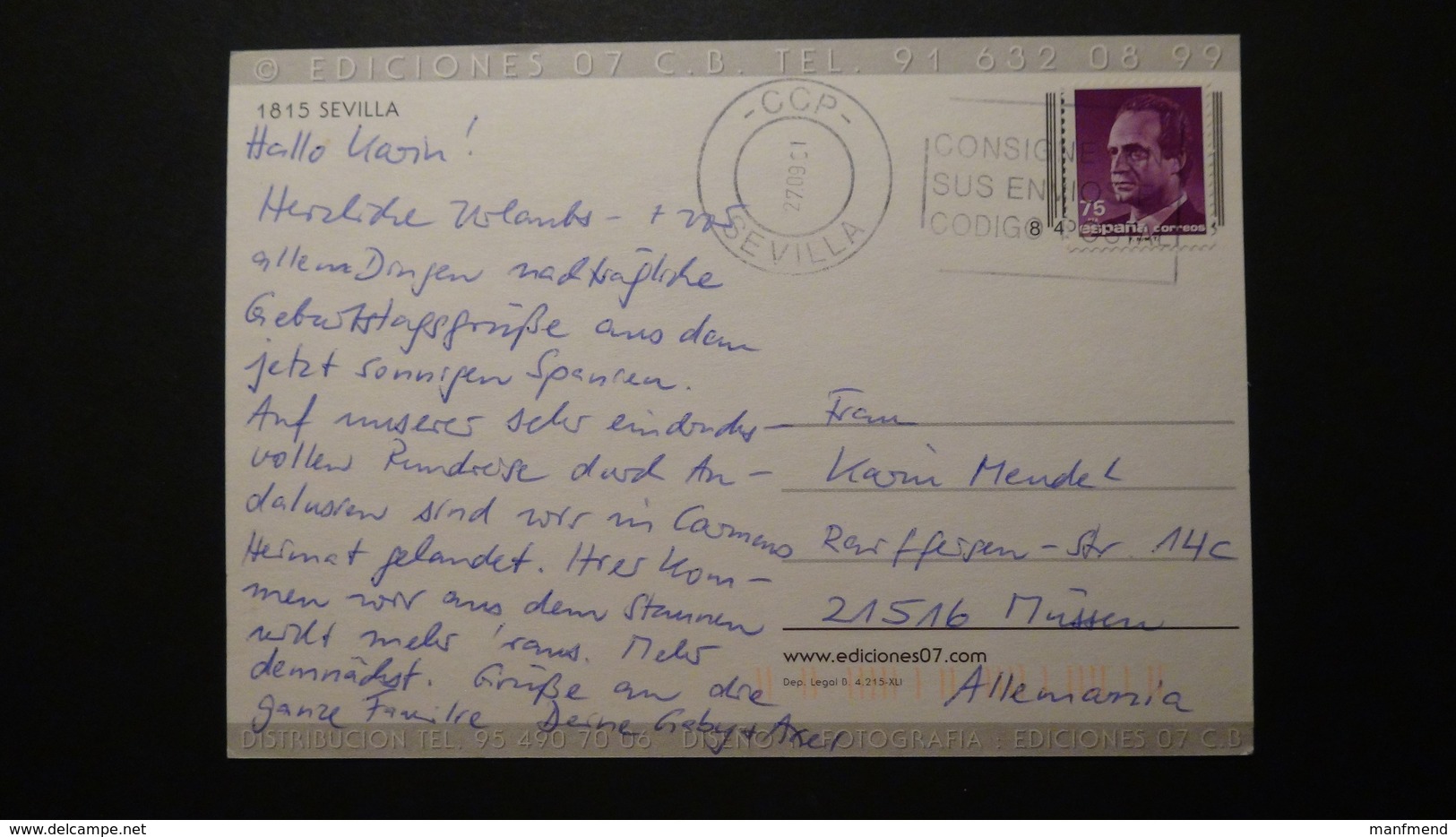 Spain - 1989 - Mi:ES 2884, Sn:ES 2440, Yt:ES 2618 On Postcard O - Look Scans - Briefe U. Dokumente