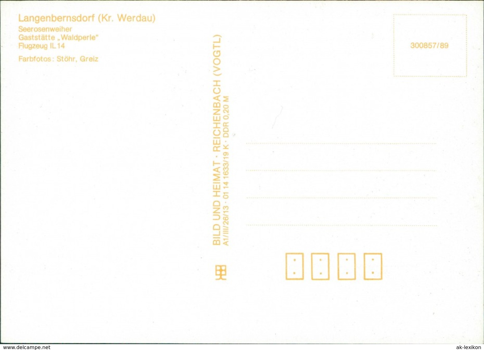 Langenbernsdorf Seerosenweiher, Gaststätte Waldperle, Flugzeug IL14 1989 - Other & Unclassified