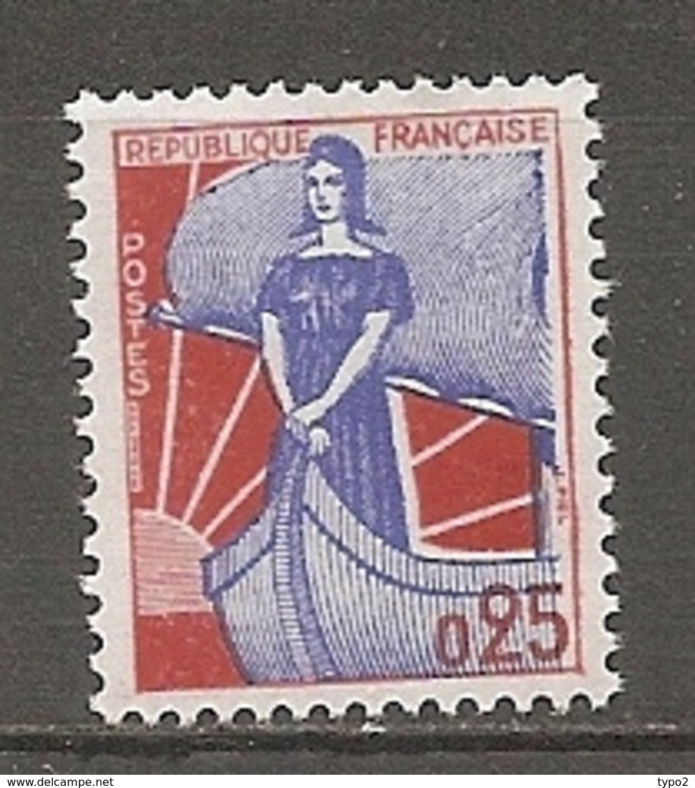 Yv. N° 1234  ** MNH  25c  Marianne à La Nef Cote 2,75 Euro  TBE - 1959-1960 Marianne (am Bug)