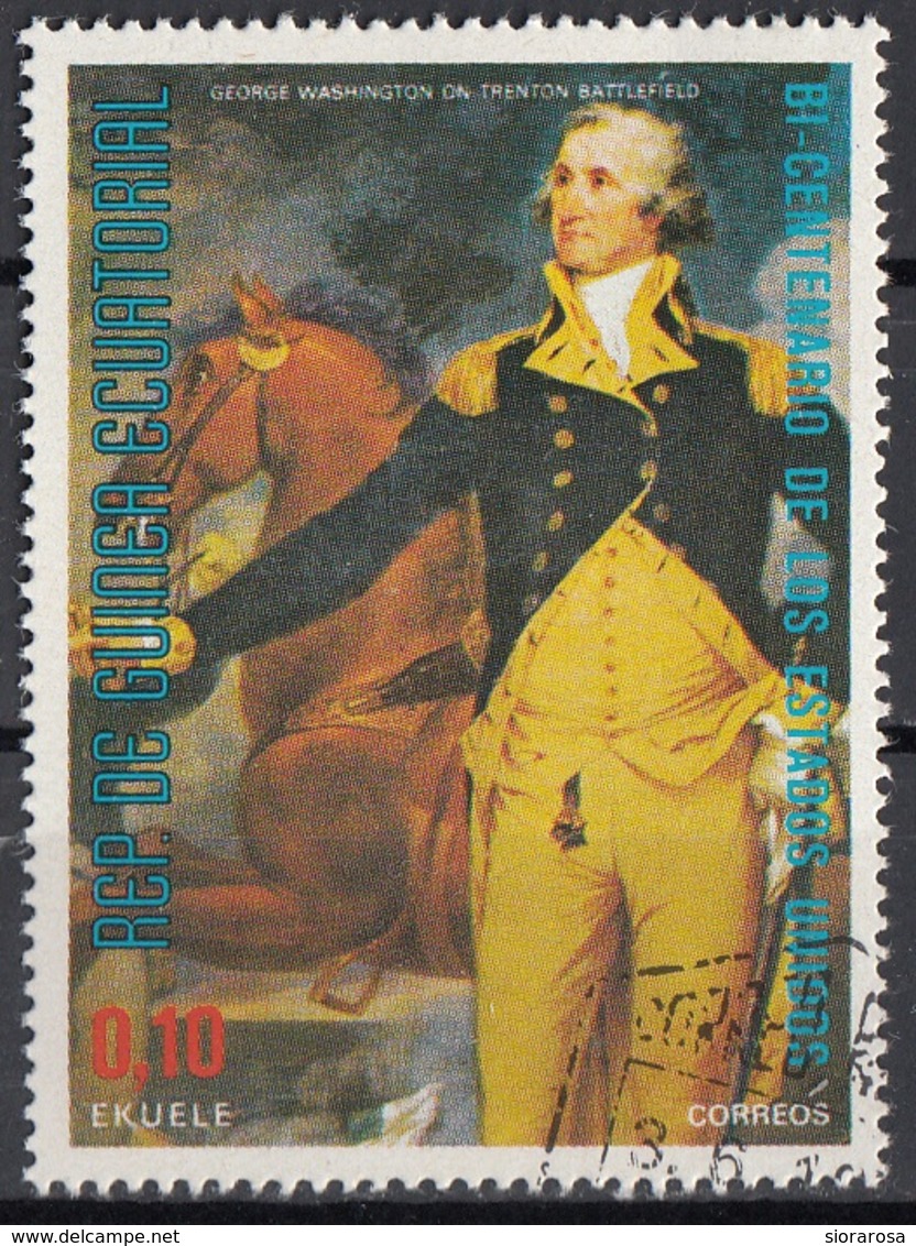 Guinea Equatoriale 1976 Sc. 7562 "General George Washington At Trenton" Quadro Dipinto Trumbull - CTO Equatorial - Indipendenza Stati Uniti