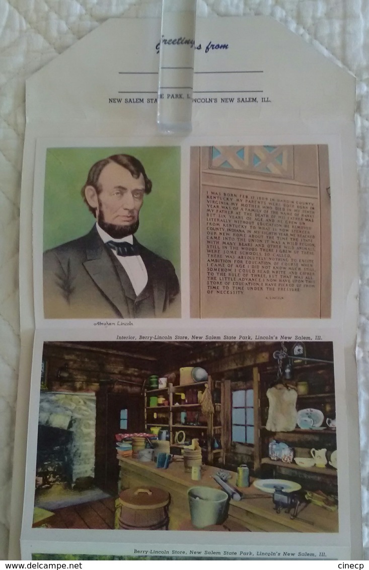 CARNET DEPLIANT ACCORDEON USA - ILLINOIS Lincoln's New Salem State Park - Belles illustrations