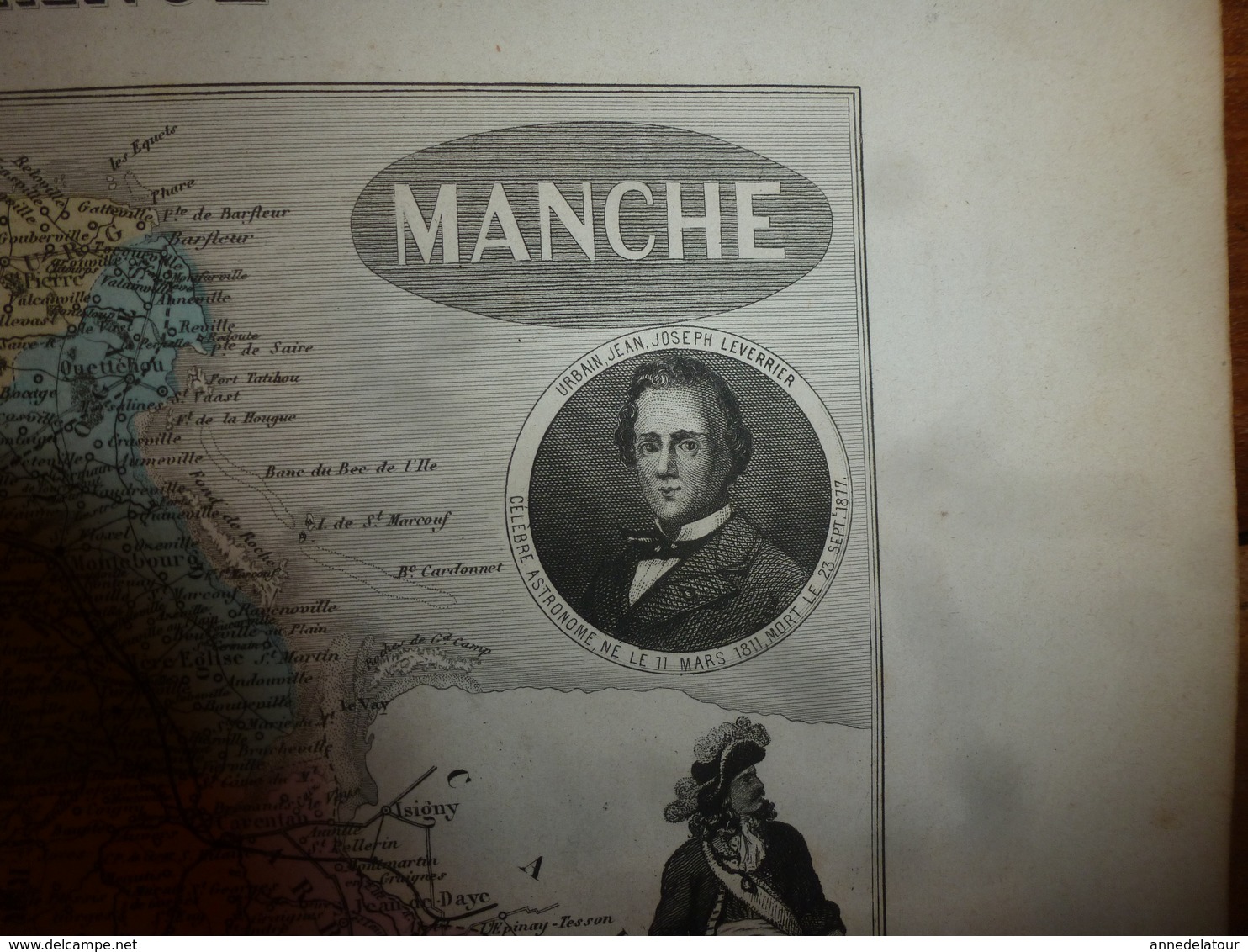 1880 MANCHE  (St-Lo, Avranches,Cherbourg,Coutances,Mortain,Valognes,etc) Carte Géo-Descriptive: Edit Migeon,géograph - Cartes Géographiques