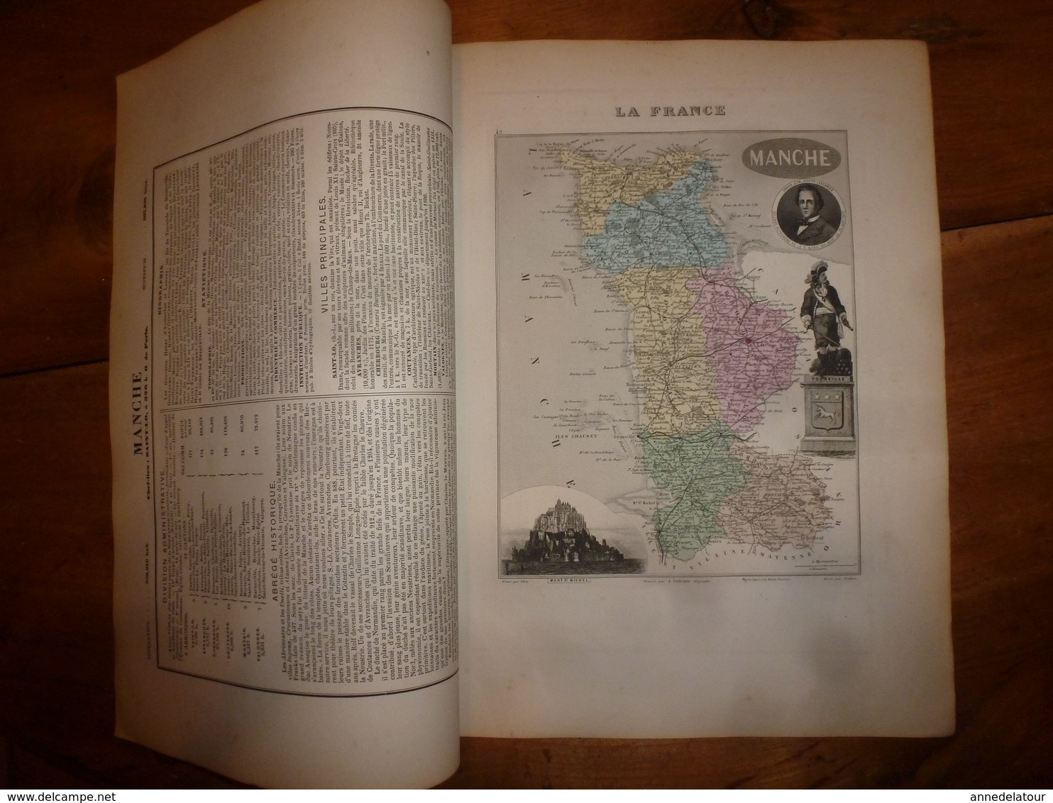 1880 MANCHE  (St-Lo, Avranches,Cherbourg,Coutances,Mortain,Valognes,etc) Carte Géo-Descriptive: Edit Migeon,géograph - Cartes Géographiques