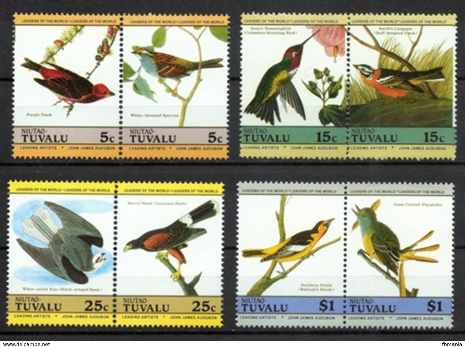 Tuvalu Niutao - Cinderella John James Audubon Uccelli Birds MNH ** - Fantasy Labels