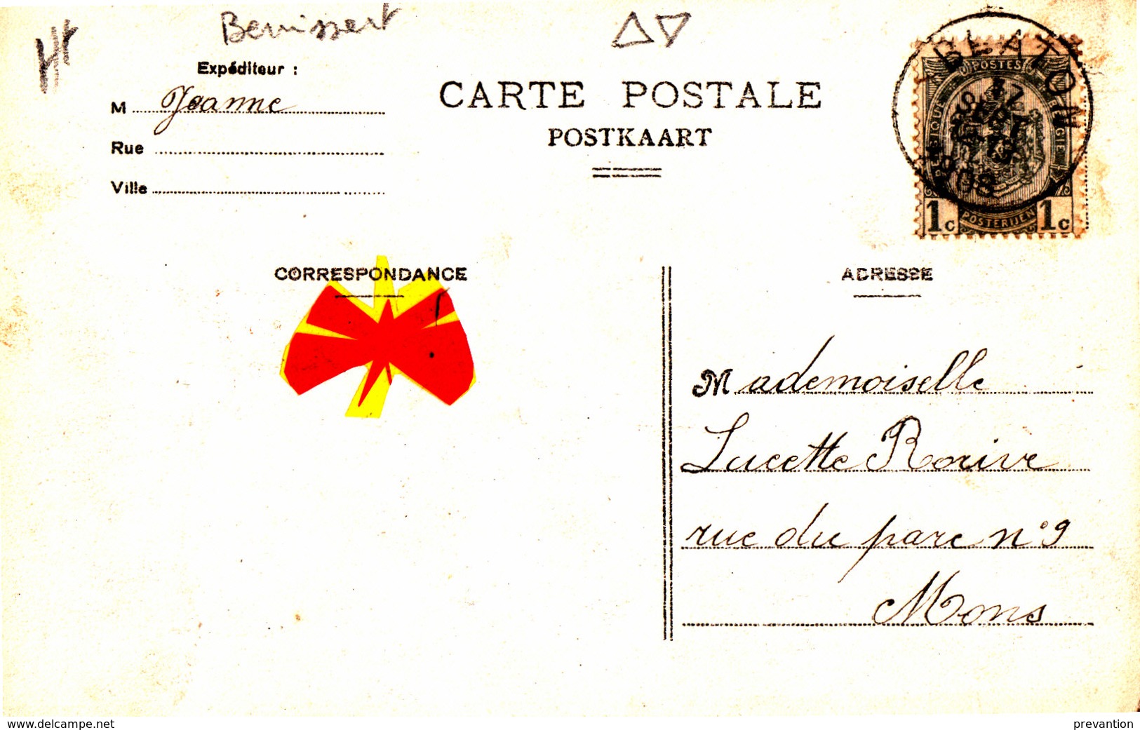 BLATON - Place, Vue Prise D'en Haut (à Droite"Confections Pour Hommes, Dames Et Enfants A.Odoux-Dagrier") Circulée 1907 - Bernissart