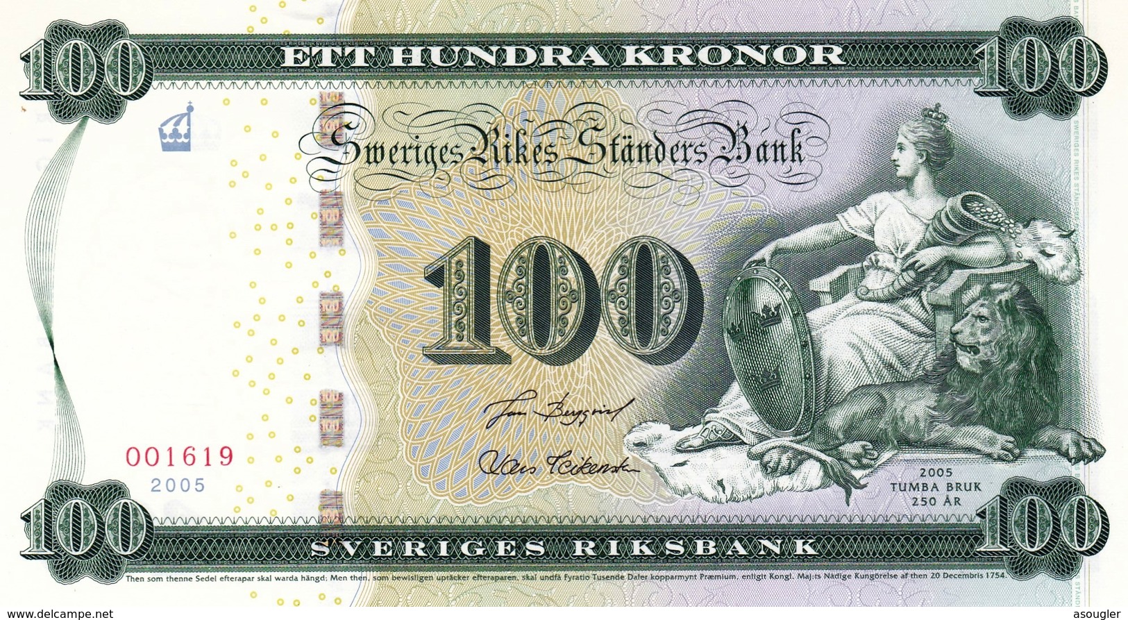 SWEDEN 100 KRONOR 2005 UNC P-68 COMMEMORATIVE ISSUE "free Shipping Via Registered Air Mail" - Suède