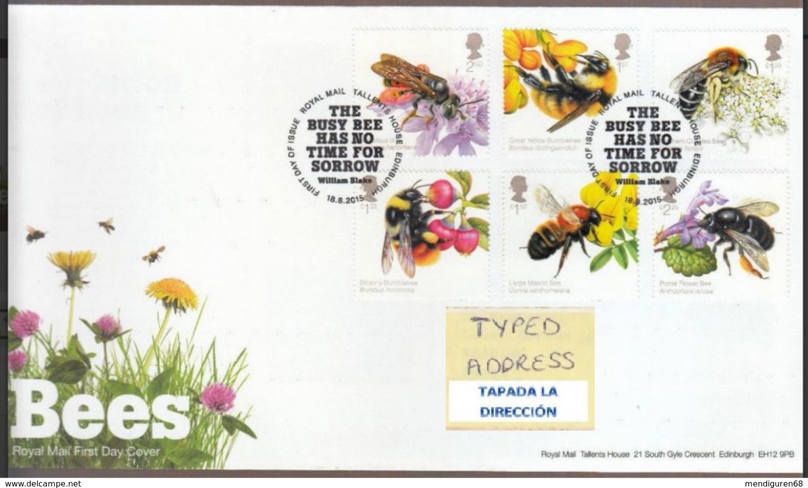 GROSSBRITANNIEN GRANDE BRETAGNE GB 2015 BEES SET OF 6V. FDC MI 3468-73 YV 4186-91 SG 3736-41 - 2011-2020 Dezimalausgaben