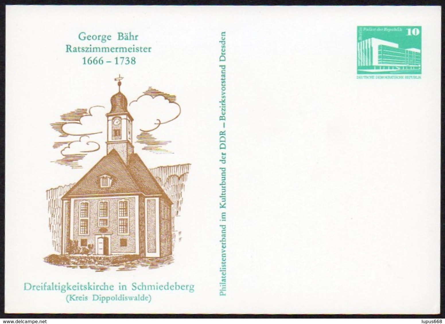 DDR 1988 Privatganzsache  Georg Bähr, Erbauer Der Dresdener Frauenkirche - Cartes Postales Privées - Neuves