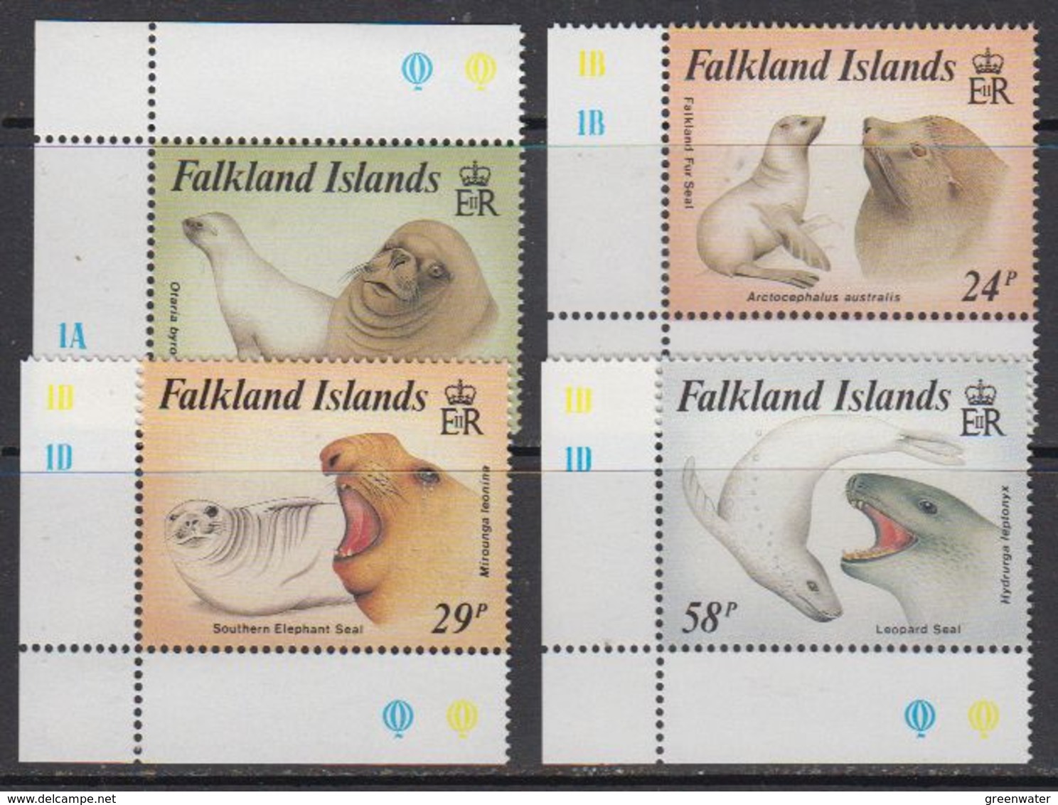 Falkland Islands 1987 Seals 4v (corners)** Mnh (41721B) - Falklandeilanden