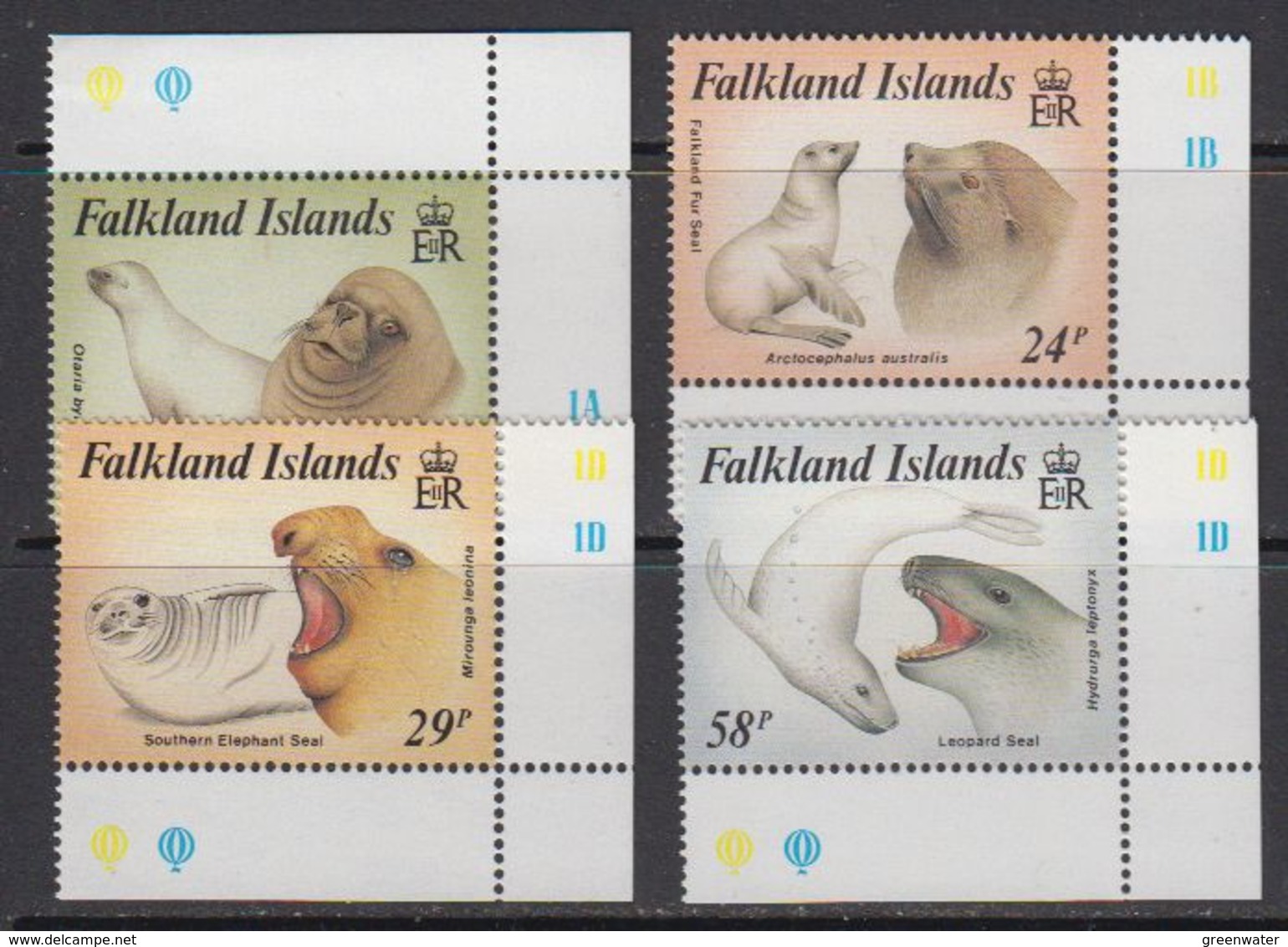 Falkland Islands 1987 Seals 4v (corners)** Mnh (41721C) - Falklandeilanden