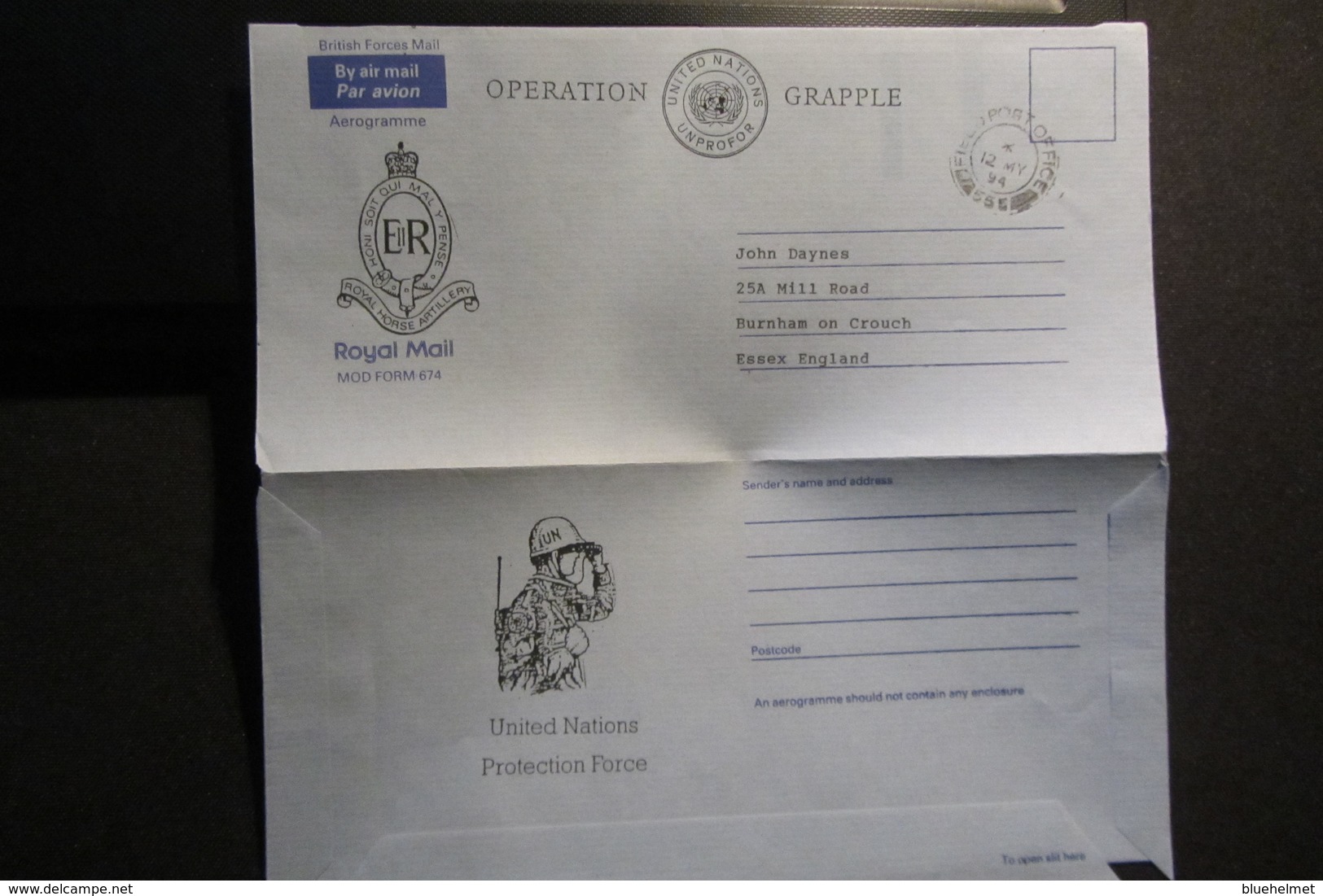 British UN Contingent UNPROFOR / FORPRONU In Croatia/Bosnia - FPO 555 - Postmark Collection