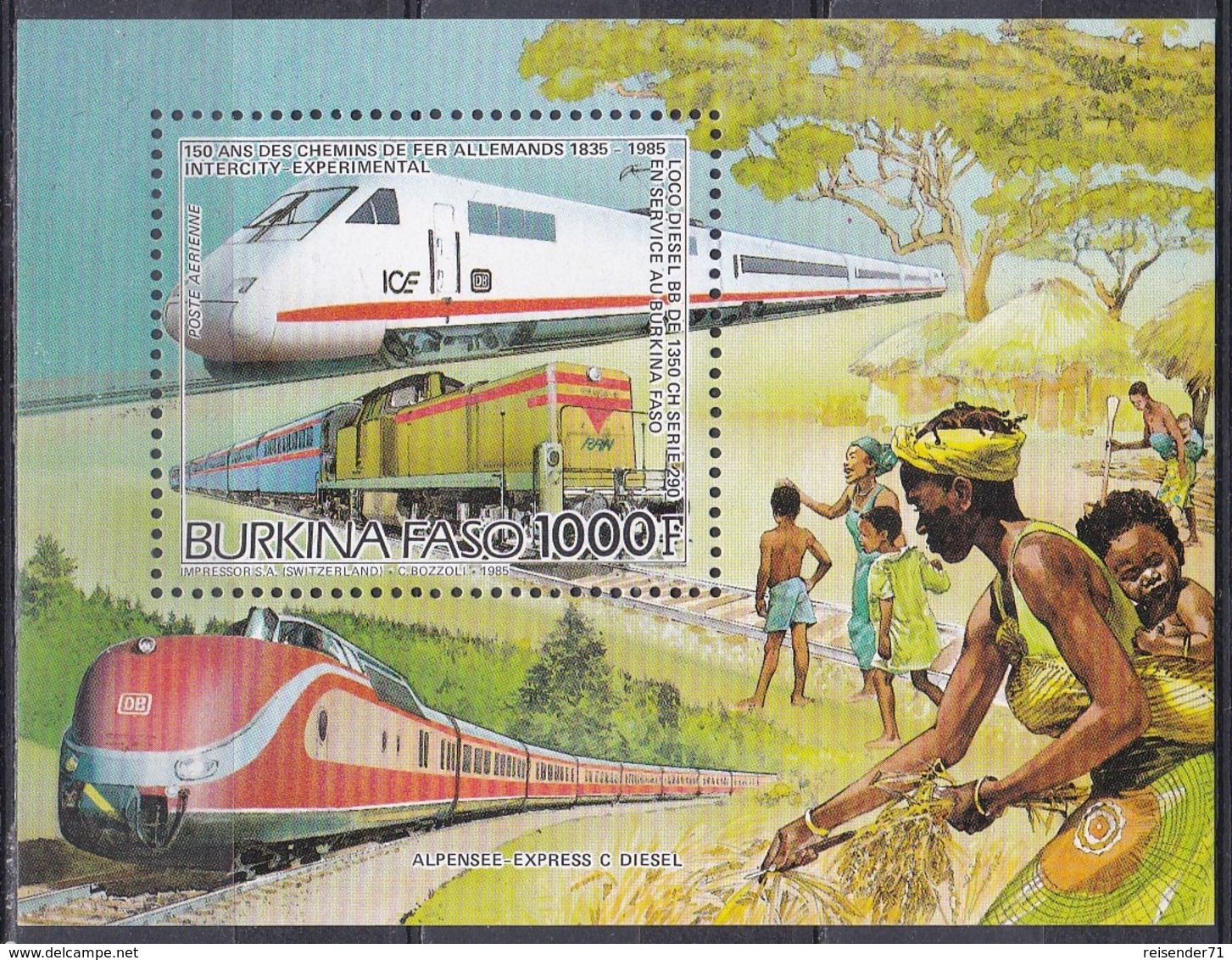 Burkina Faso Obervolta 1986 Transport Eisenbahnen Railways Lokomotiven Trains Intercity Diesel-Lok, Bl. 120 ** - Burkina Faso (1984-...)