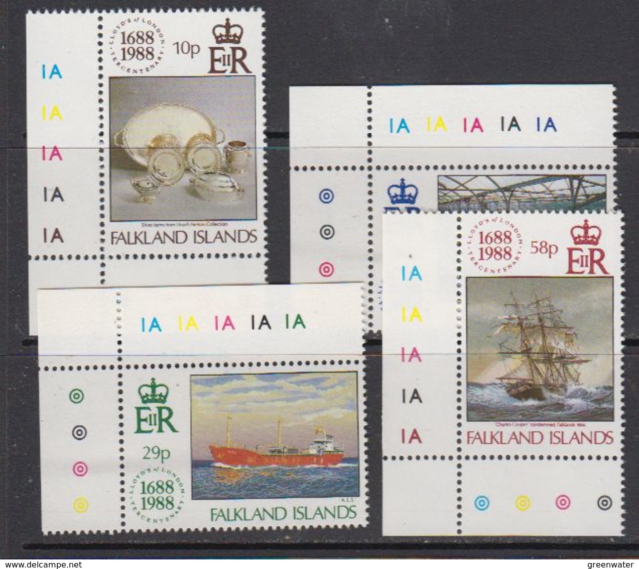 Falkland Islands 1988 Lloyds 4v (corners) ** Mnh (41725E) - Islas Malvinas