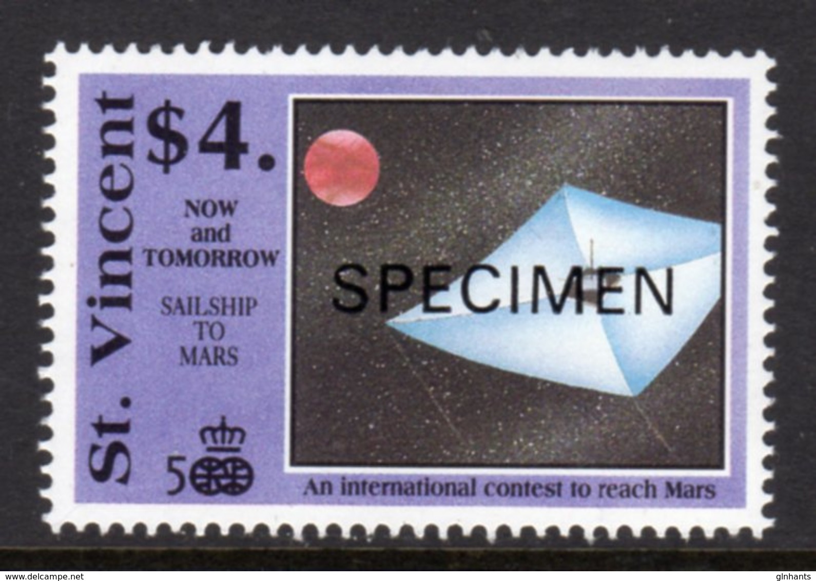 ST VINCENT - 1991 COLUMBUS ANNIVERSARY $4 SPACE STAMP O/P SPECIMEN FINE MNH ** SG1683 - St.Vincent (1979-...)