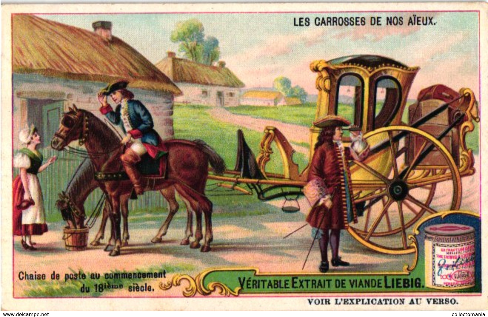 0981 - Liebig 6 Cards  C1909- Our Ancestors ' Carriages-Les Carrosses de nos Aïeux-Diligence-Carrosse de Gala Louis XIV