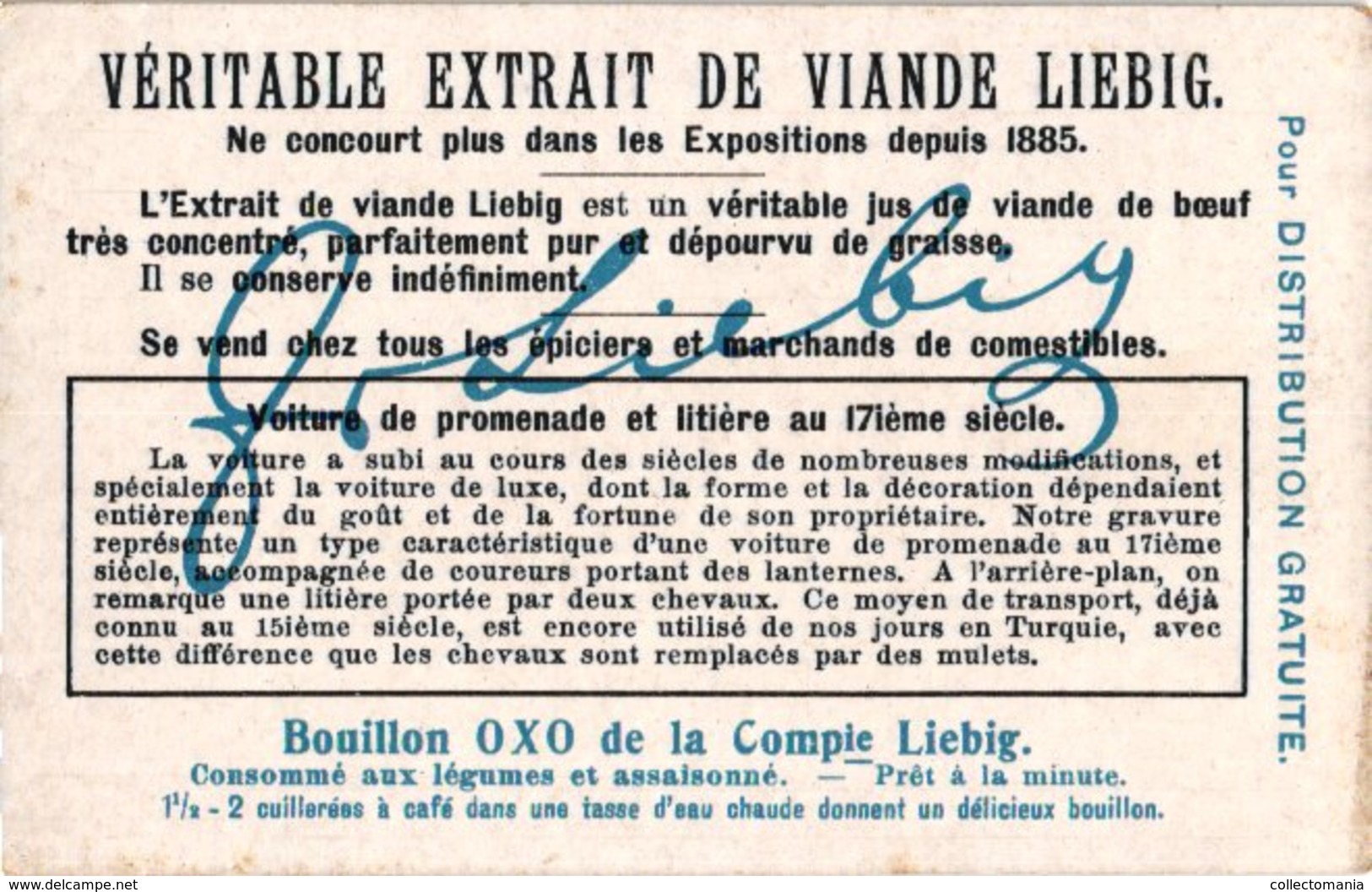 0981 - Liebig 6 Cards  C1909- Our Ancestors ' Carriages-Les Carrosses de nos Aïeux-Diligence-Carrosse de Gala Louis XIV