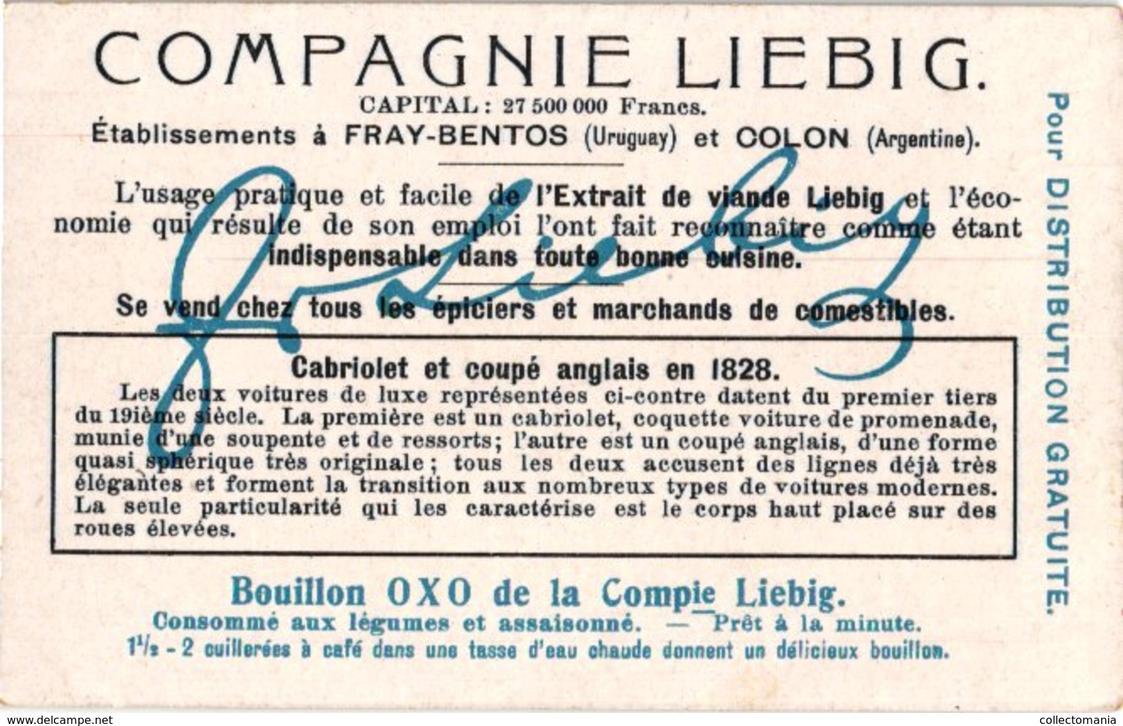 0981 - Liebig 6 Cards  C1909- Our Ancestors ' Carriages-Les Carrosses de nos Aïeux-Diligence-Carrosse de Gala Louis XIV