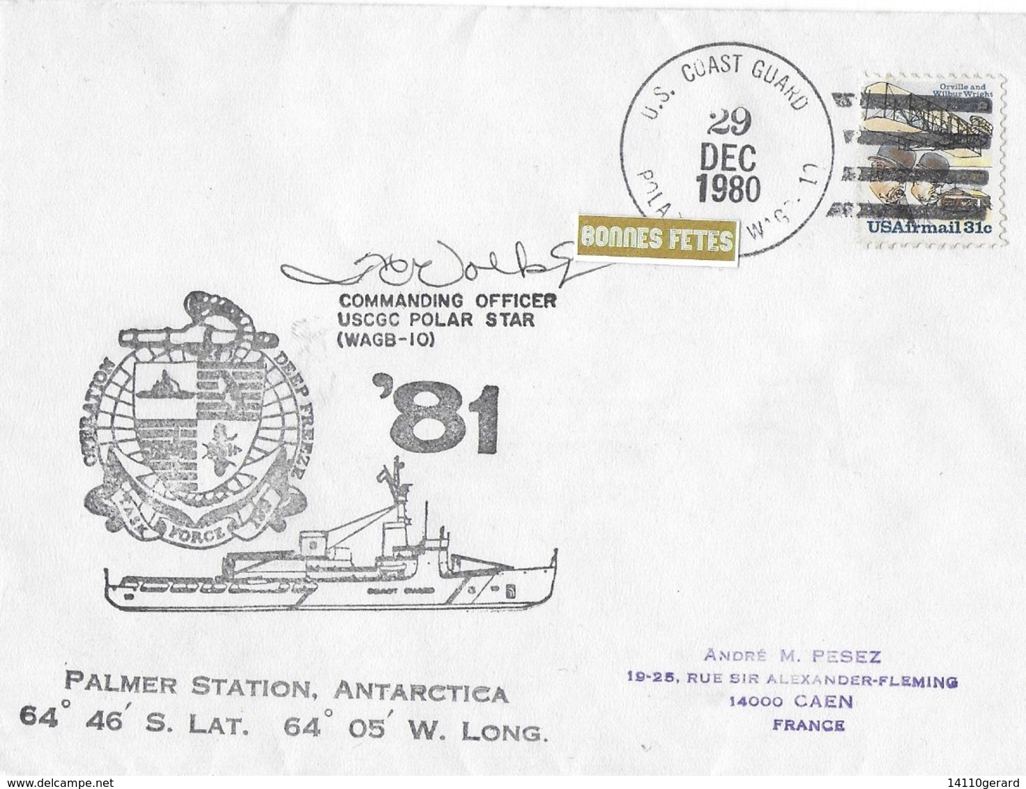 PALMER STATION ANTARCTICA  USCGC-POLAR STAR  29 DEC 1980 - Gebraucht