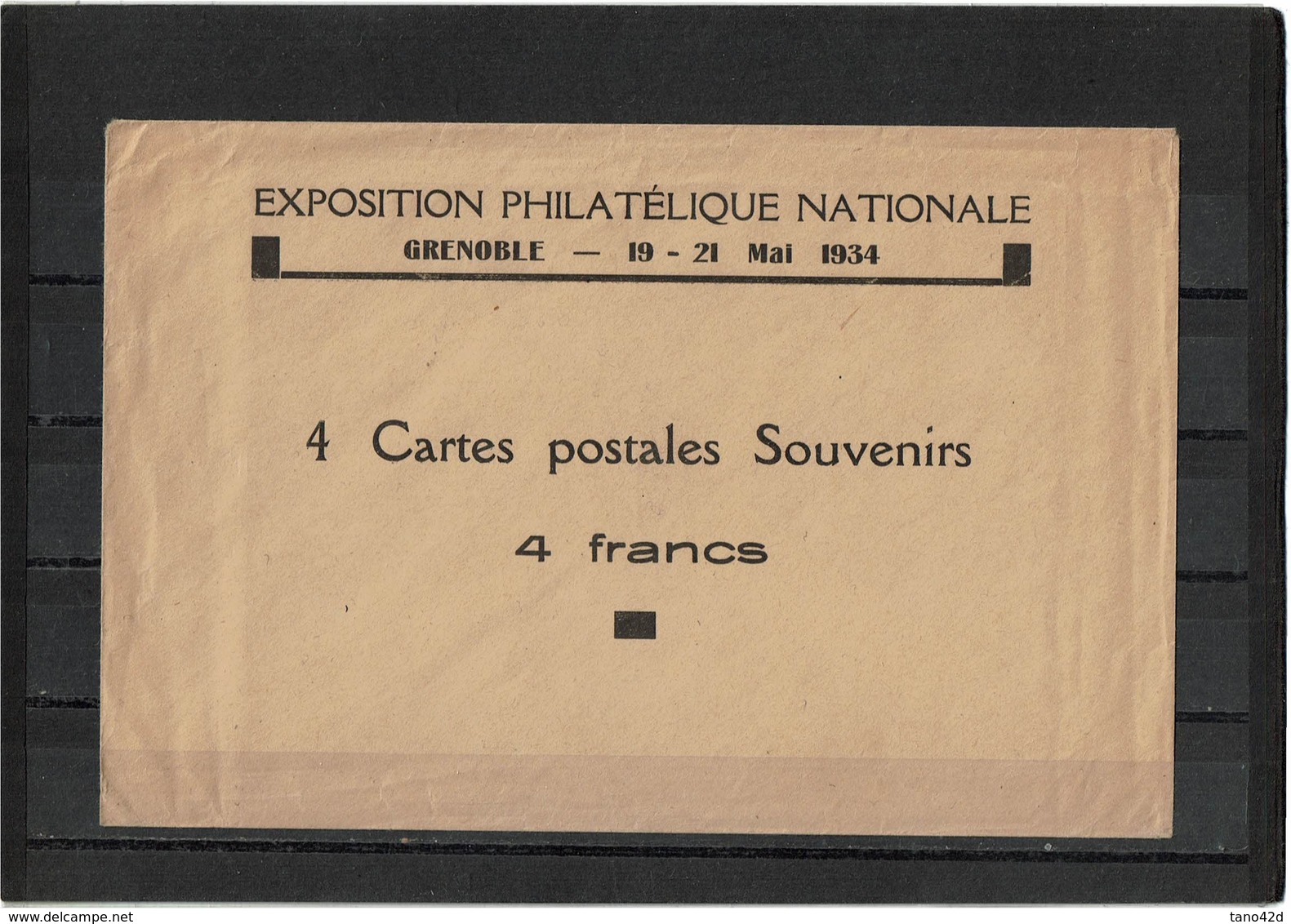 FRANCE - EP CP SEMEUSE CAMEE 20c TSC EXPO. PHIL. GRENOBLE 1934 SERIE DE 4 OBL. DE L'EXPOSITION AVEC ENVELOPPE - Cartes Postales Types Et TSC (avant 1995)