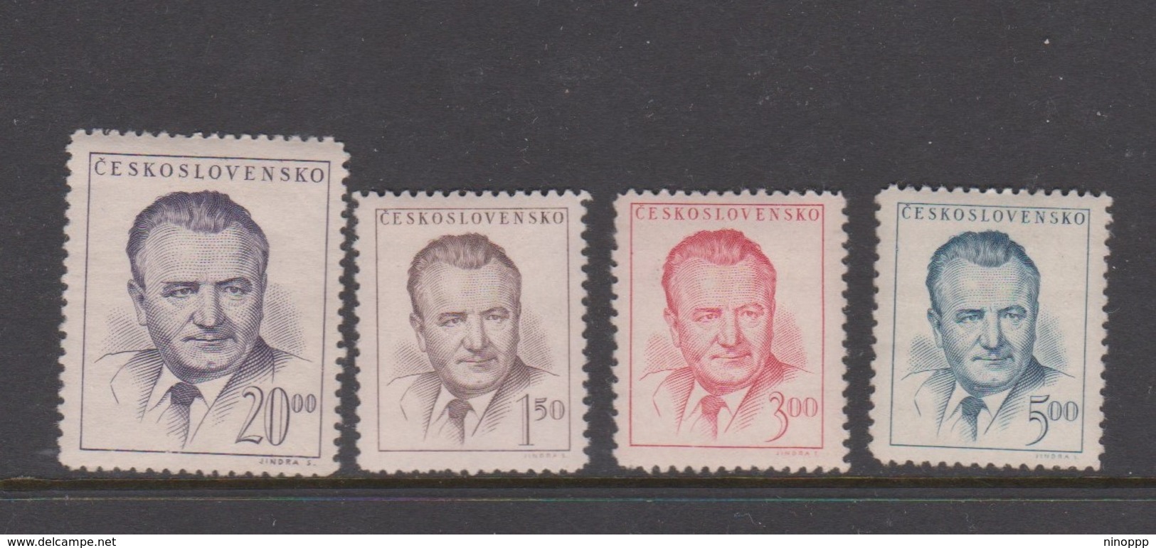 Czechoslovakia Scott 363-366 1948 President Gottwald, Mint Hinged - Unused Stamps