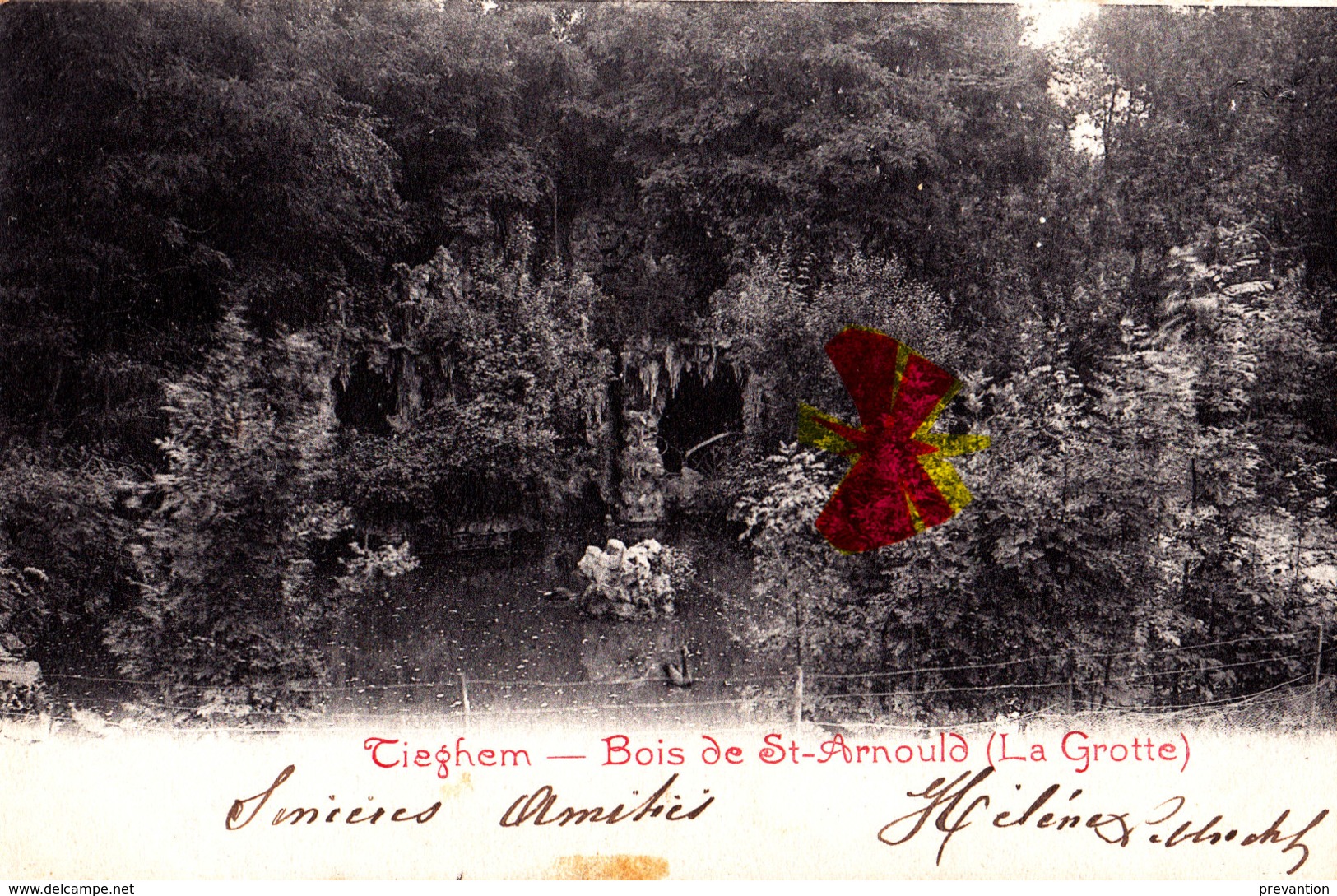 TIEGHEM - Bois De Saint Arnould - ( La Grotte) - Carte Circulée En 1913 - Anzegem