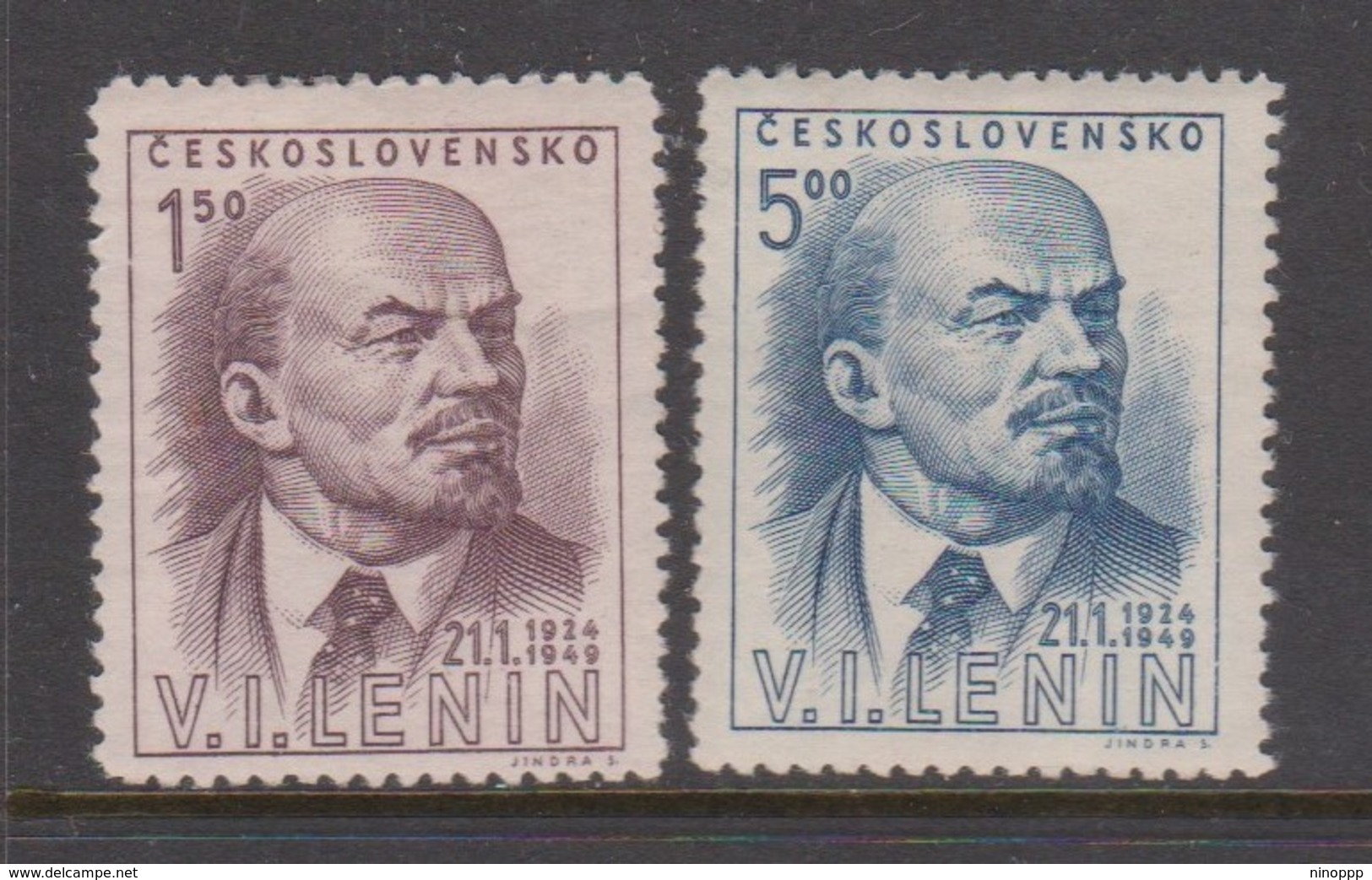 Czechoslovakia Scott 370-371 1949 Lenin Death 25th Anniversary, Mint Never Hinged - Unused Stamps