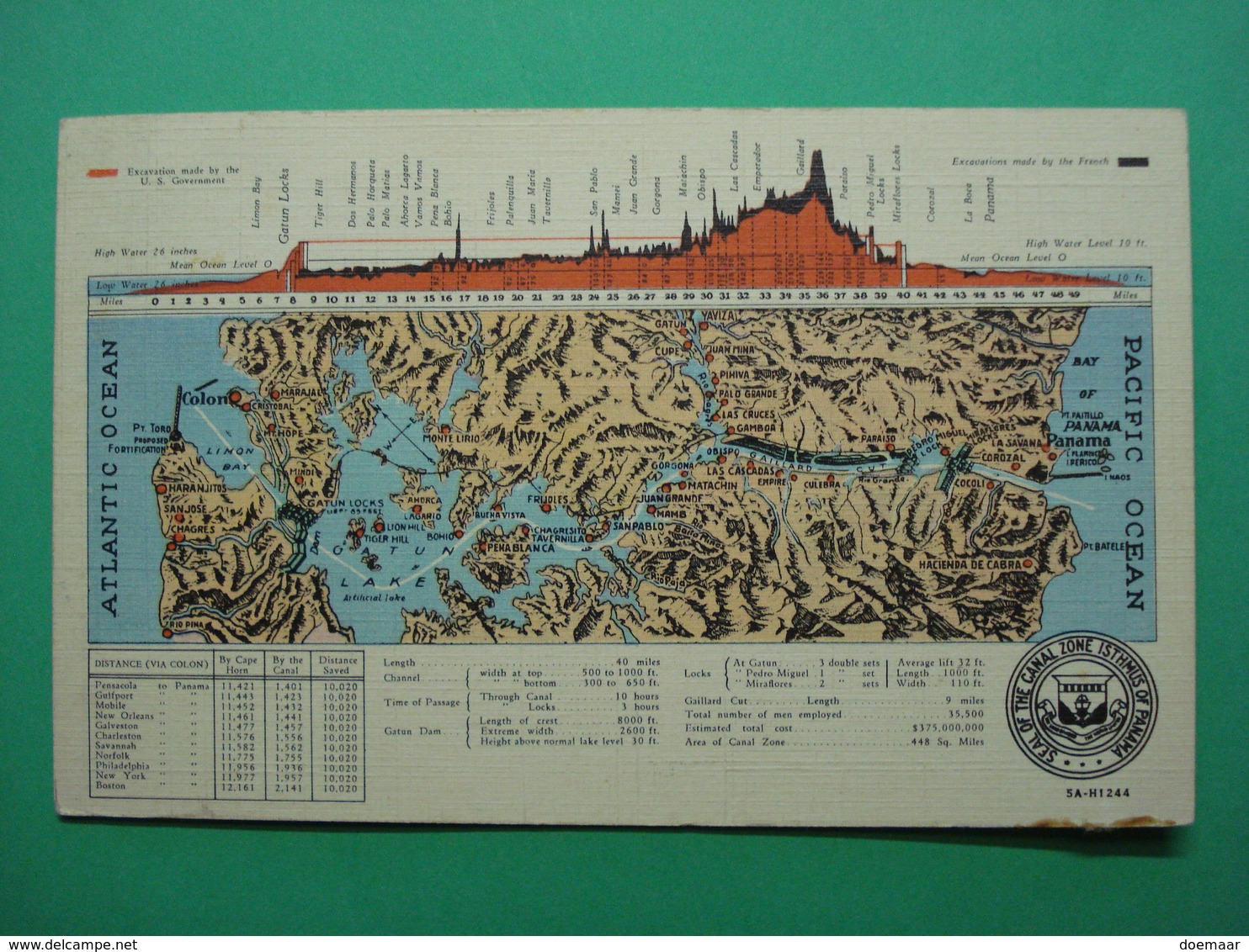 ALG19 Panama Canal Very Detailed Map And Nice Stamp - Carte Geografiche