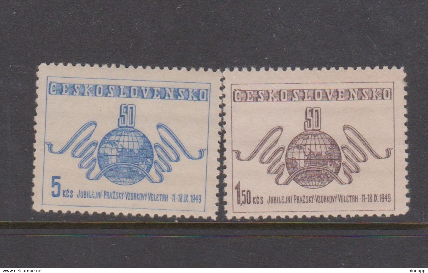 Czechoslovakia Scott 391-392 1949 50th Prague Fair, Mint Never Hinged - Unused Stamps