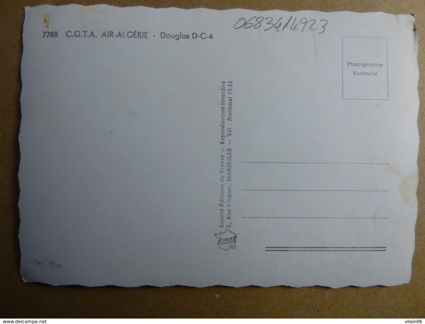 AIRLINE ISSUE / CARTE COMPAGNIE          CGTA / AIR ALGERIE  DC 4 - 1946-....: Ere Moderne