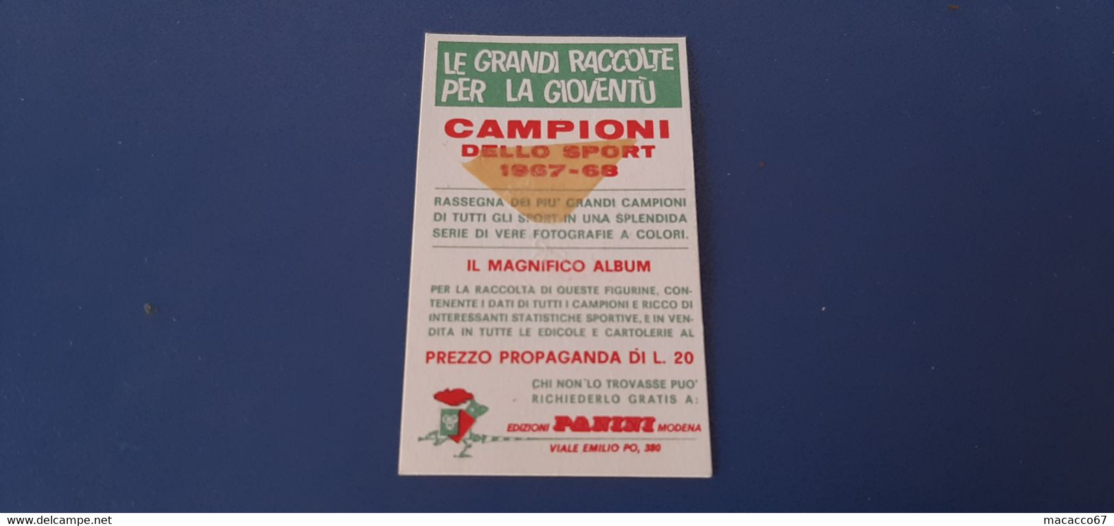 Figurina Panini Campioni Dello Sport 1967 - 025 Silvano Meconi - Edizione Italiana