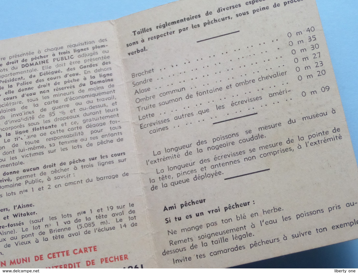 Carte De > Fed. Dep. De PECHE Et De Pisciculture Des Ardennes CHARLEVILLE ( Vireux-Molhain ) 1961 ( Voir Photo ) ! - Non Classés