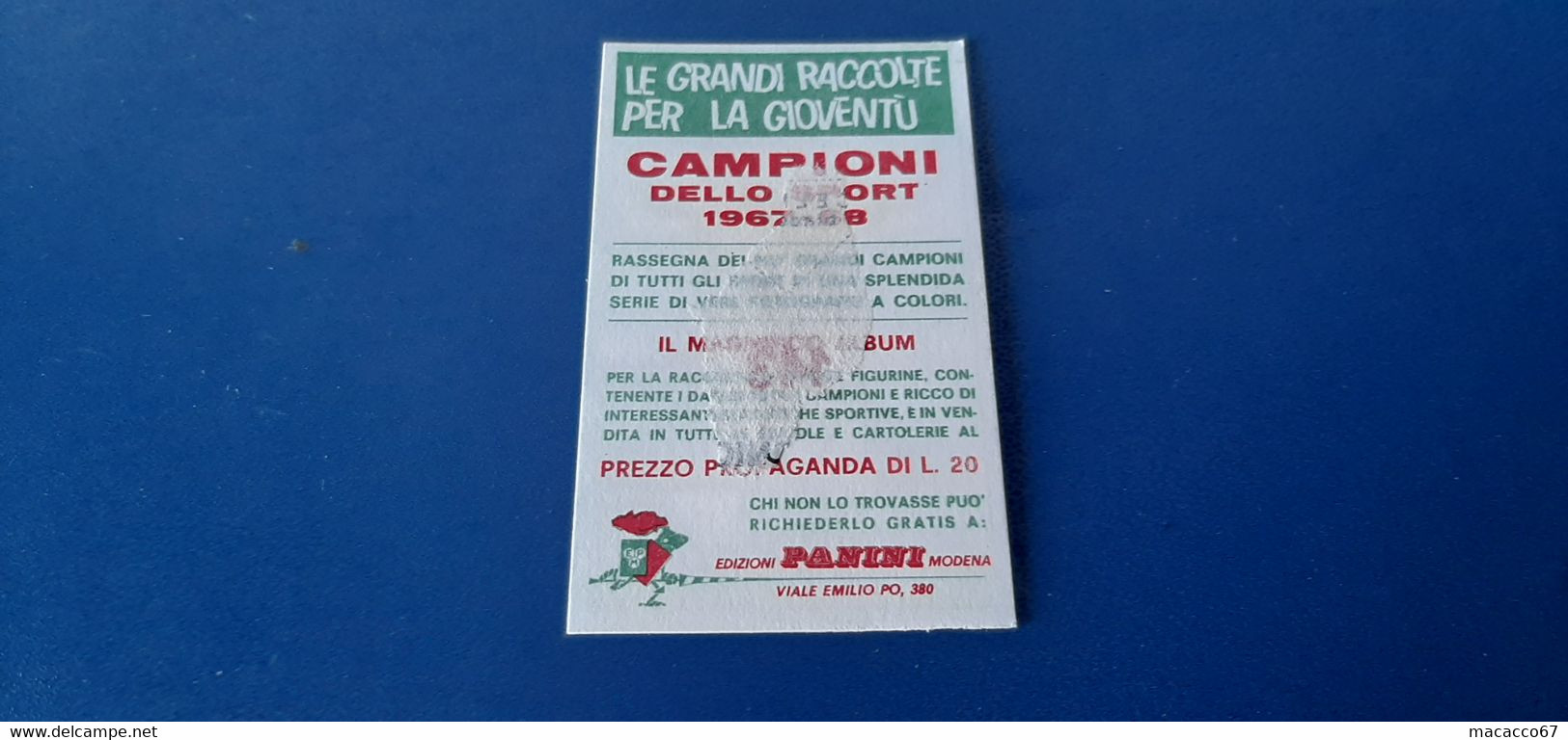 Figurina Panini Campioni Dello Sport 1967 - 143 Antonio Juliano - Edizione Italiana