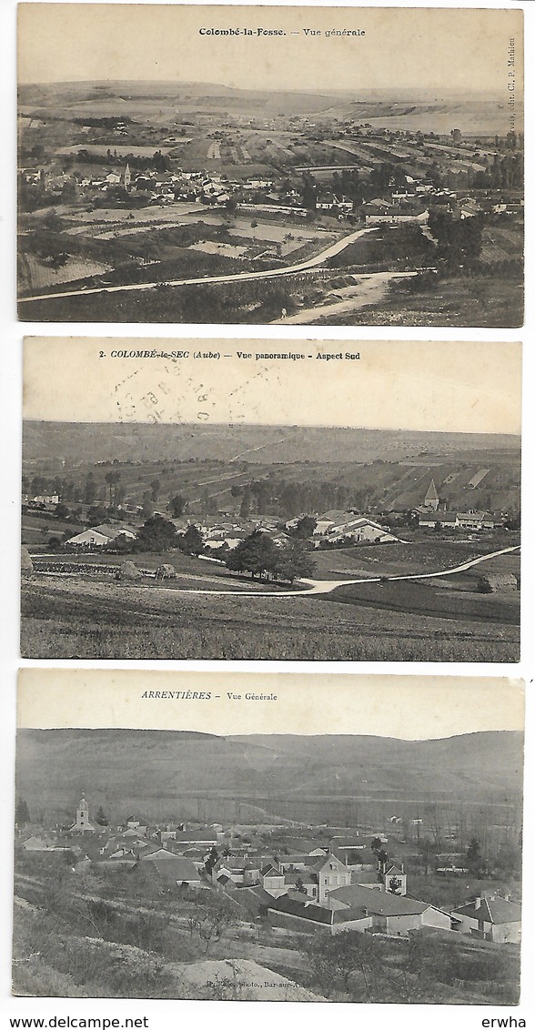 ARRENTIERES COLOMBE LE SEC LA FOSSE 3 CPA Rale Bar Sur AUBE Et Servais En Champagne Voigny Rouvres Urville Troyes ... - Autres & Non Classés