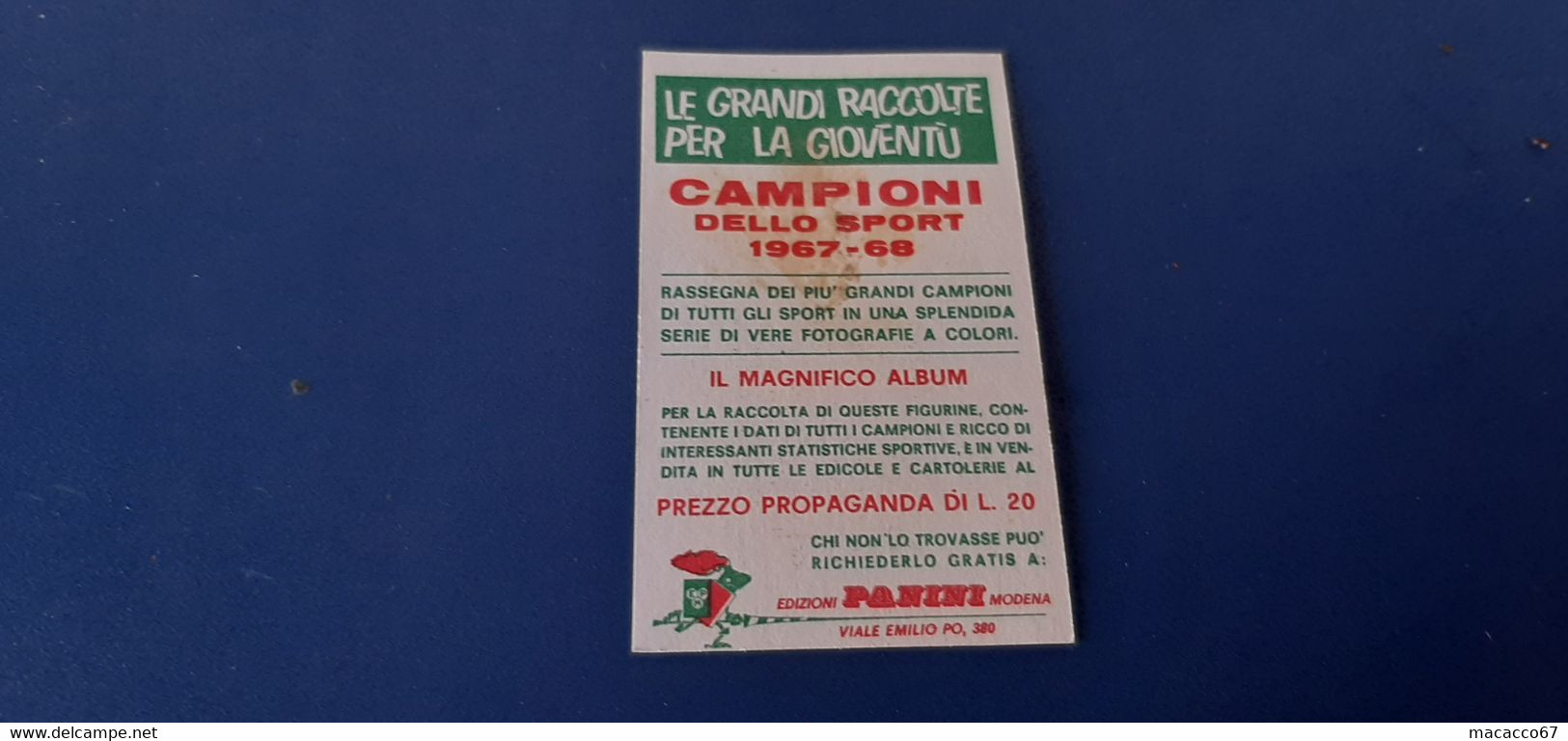 Figurina Panini Campioni Dello Sport 1967 - 220 Adriano Passuello - Edizione Italiana