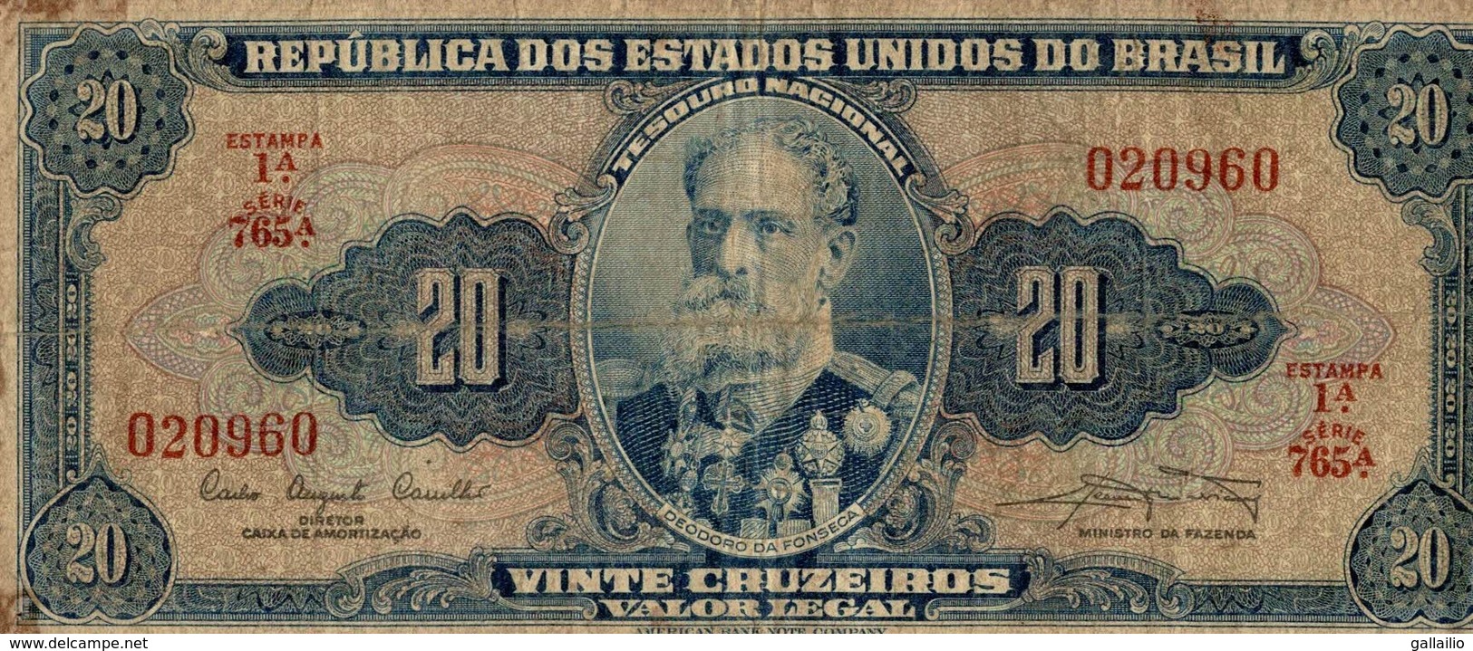 BILLET BRESIL 20 CRUZEIROS - Brésil