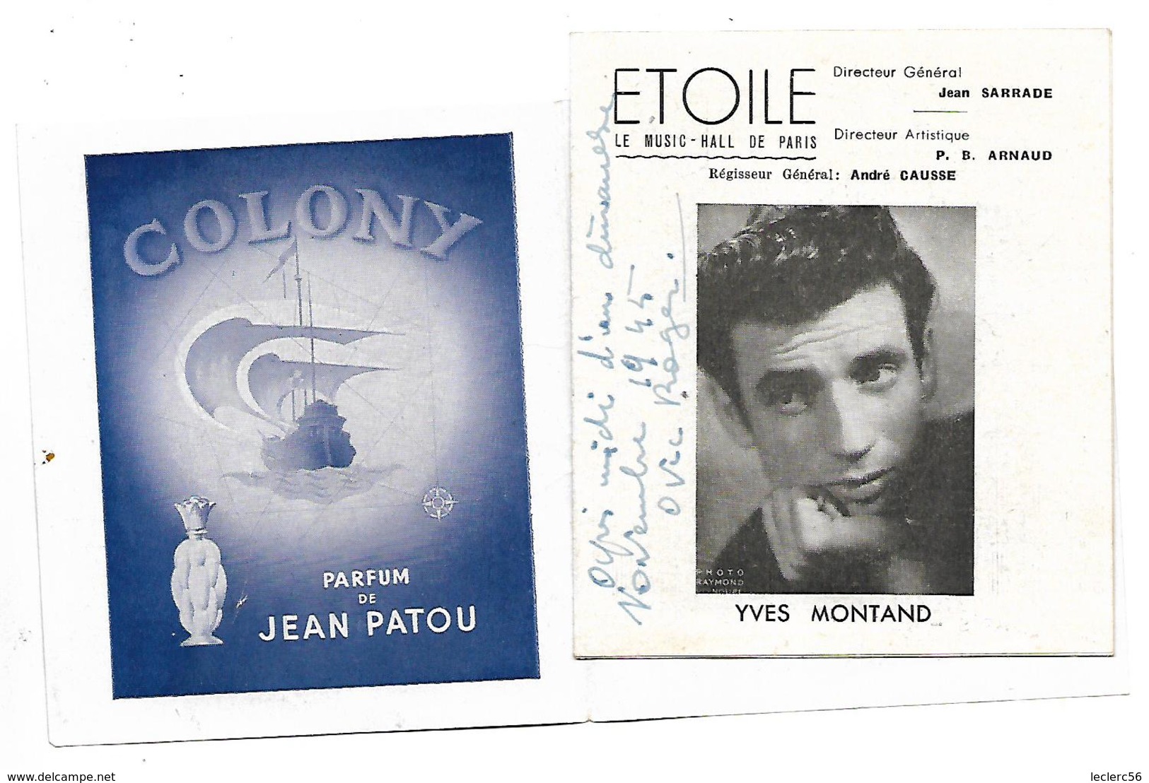 75 THEATRE DE L'ETOILE MUSIC HALL PROGRAMME 1945 YVES MONTAND PUBLICITES DIVERSES 7 SCANS - Programmes