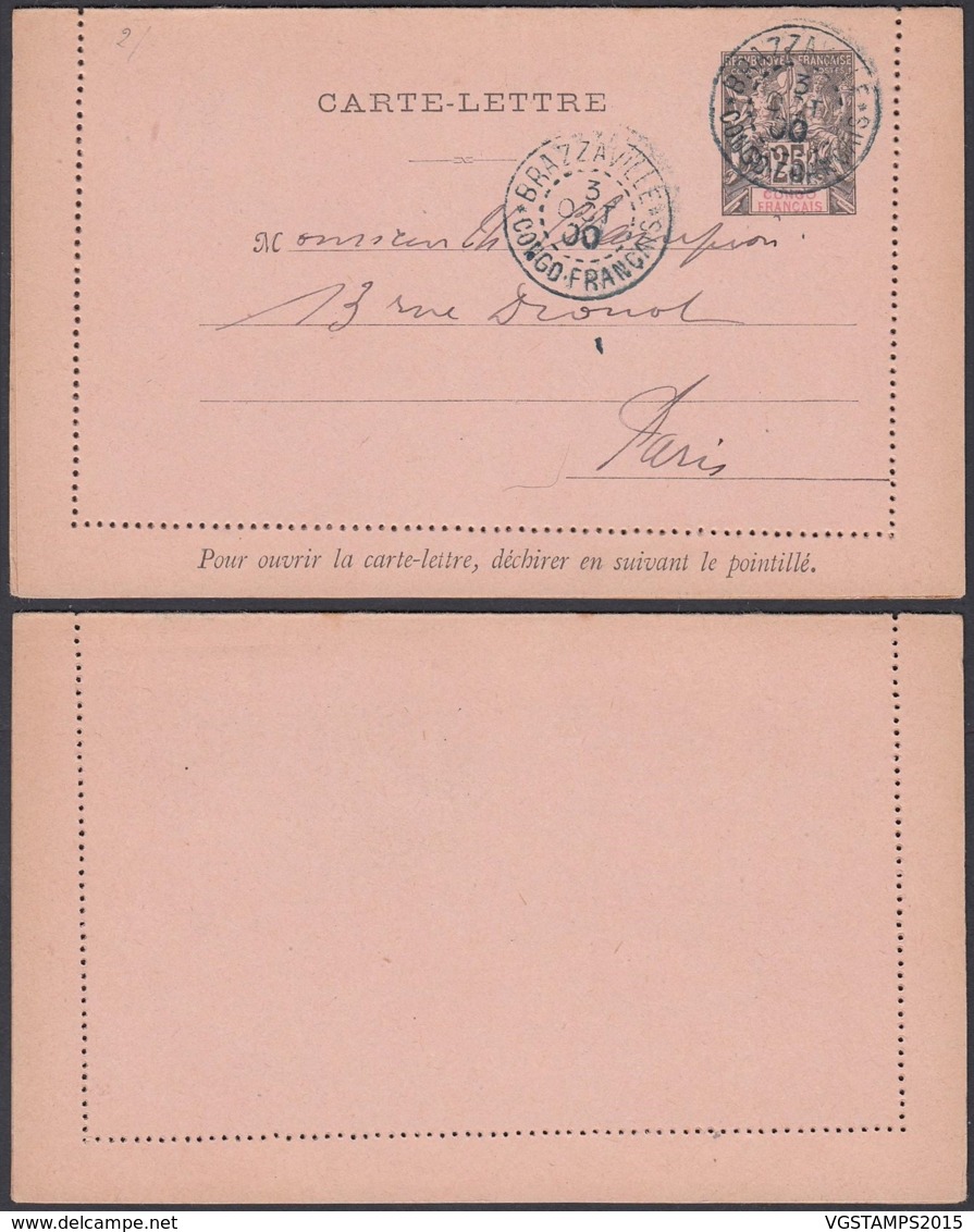 CONGO FR EP 25c DE BRAZZAVILLE 03/10/1900 VERS PARIS (6G18547) DC-MV532 - Lettres & Documents