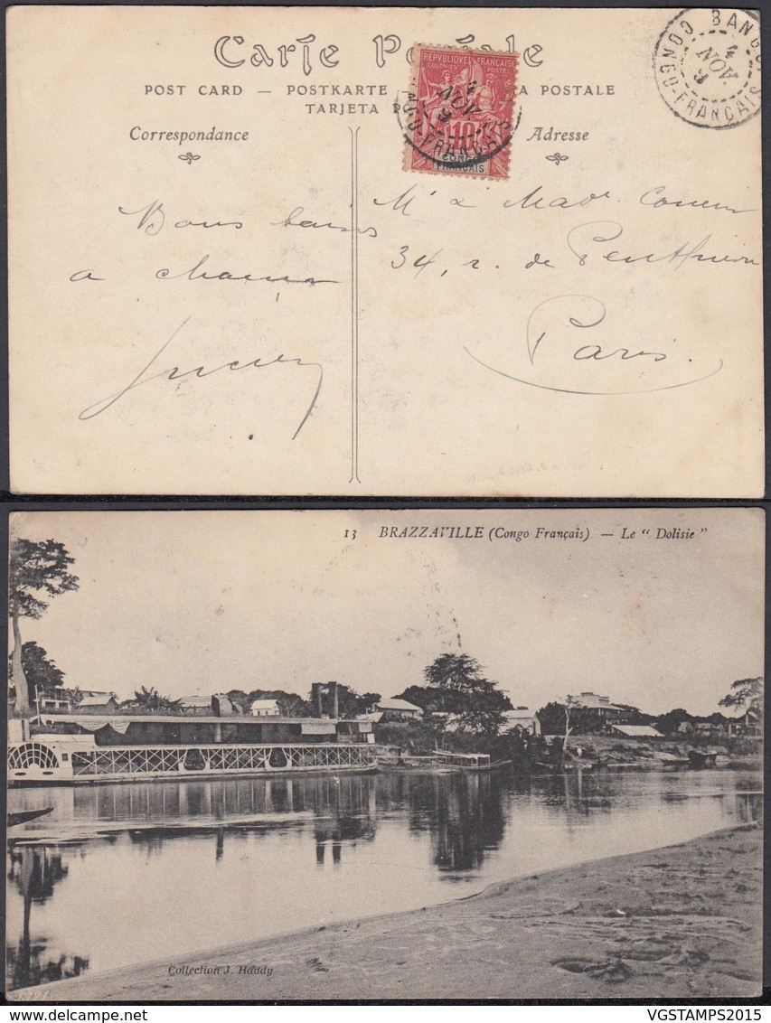 CONGO CP DE BANGUI 1909 "LE DOLISIE"  (6G18547) DC-MV538 - Lettres & Documents