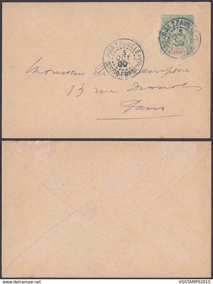 CONGO EP 5c DE BRAZZAVILLE  1900 VERS PARIS  (6G18547) DC-MV541 - Lettres & Documents