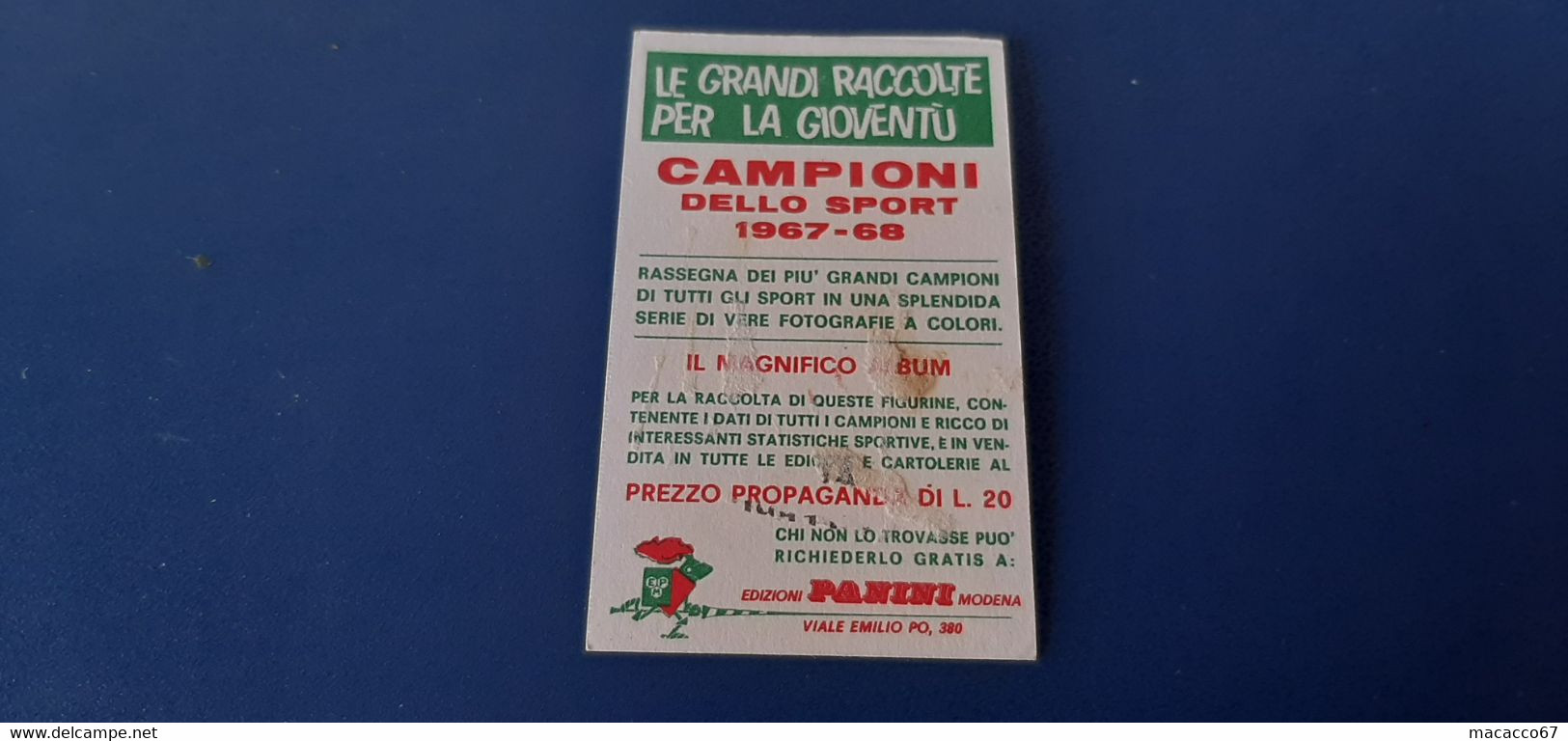 Figurina Panini Campioni Dello Sport 1967 - 238 Aldo Pifferi - Edizione Italiana