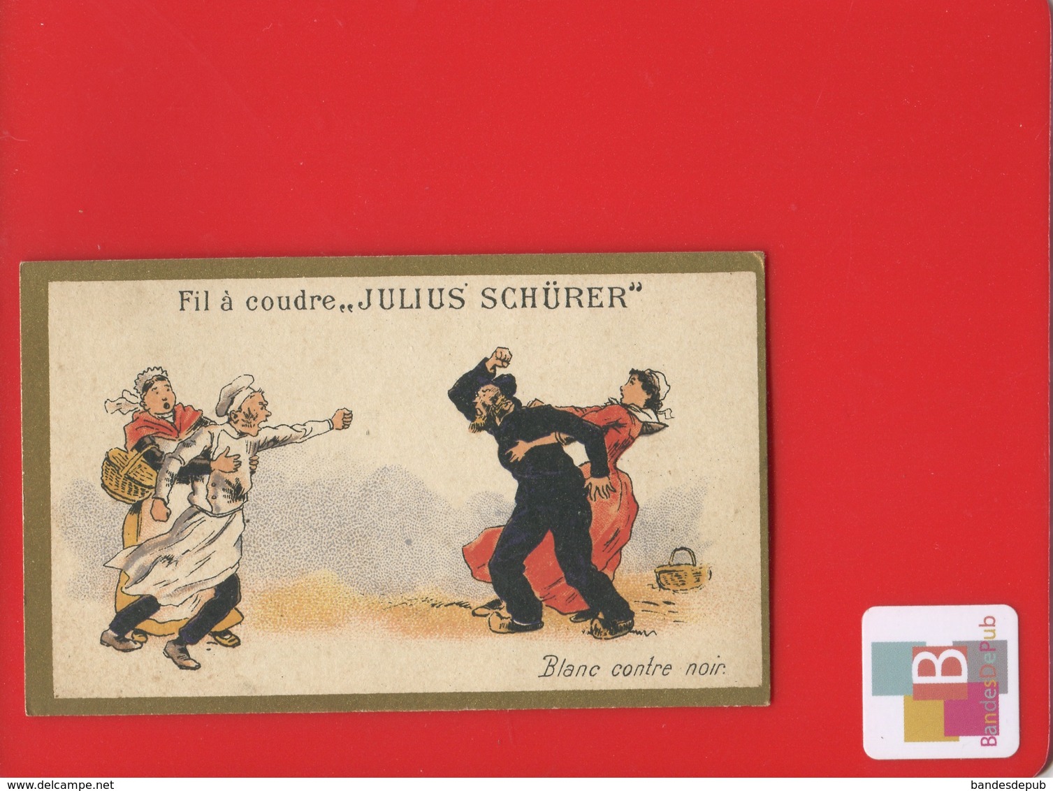 FIL A COUDRE JULIUS SCHURER Schürer CHROMO CALENDRIER COMPLET 1894 Blanc Noir Charbonnier Cuisinier CHAMPENOIS - Petit Format : ...-1900