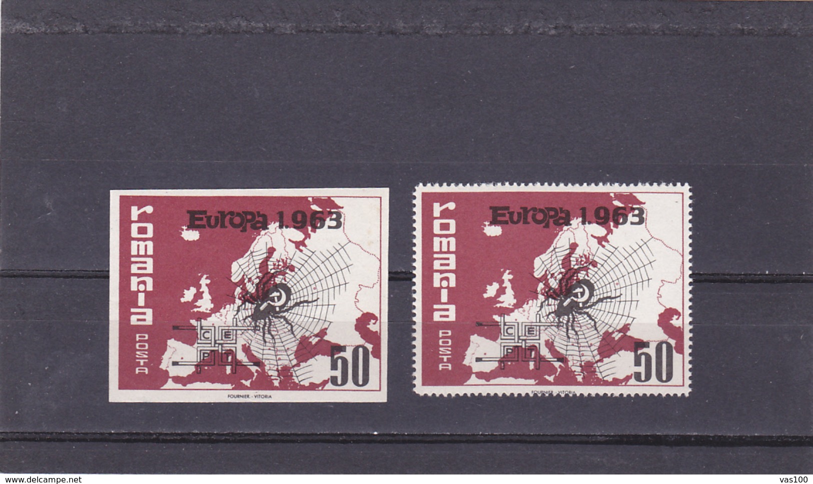 EUROPA CEPT 1963 SPAIN EXIL DANTELE + NONDANTELE,MNH,ROMANIA. - 1963