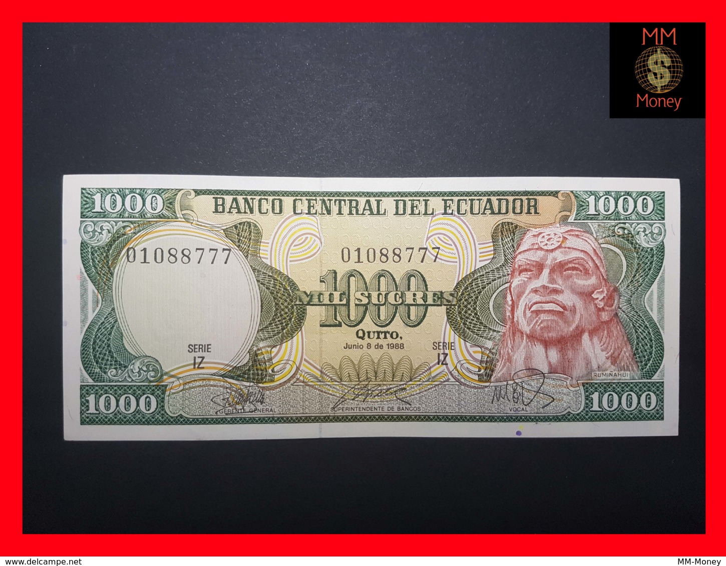ECUADOR 1.000 1000 Sucres 8.6.1988 P.125 UNC  Serial  IZ - Ecuador