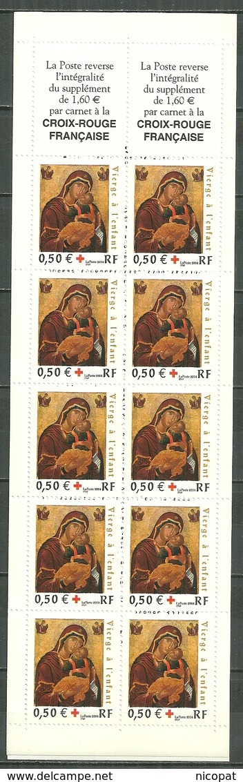 FRANCE CARNET Non Plié 3717 CROIX ROUGE 2004  La Vierge à L'enfant Icône De L'école Crétoise à La Faciale - Croix Rouge