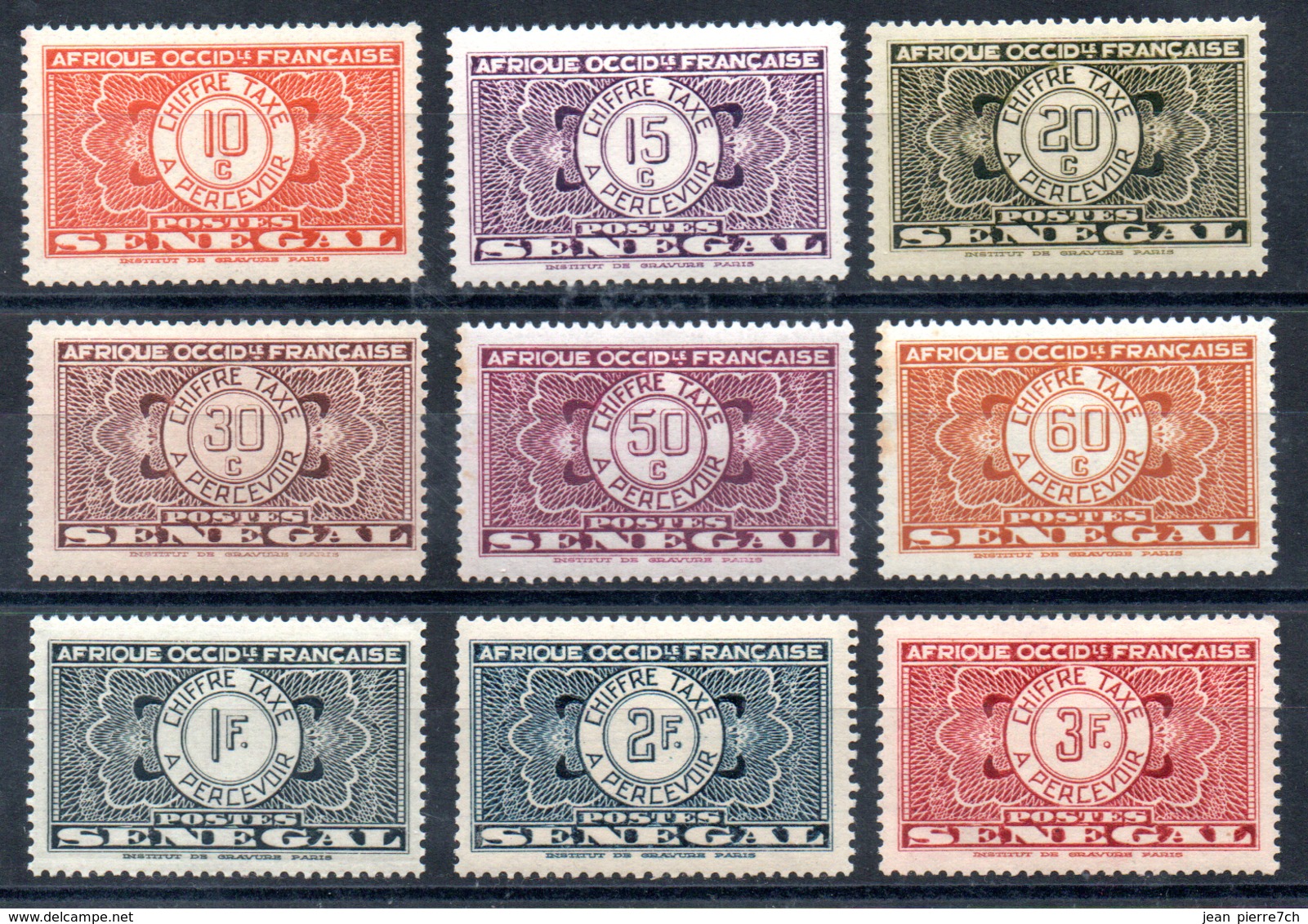 Sénégal  Senegal  Portomarken Y&T T 16*, T 19*, T 22* - T 31* - Timbres-taxe