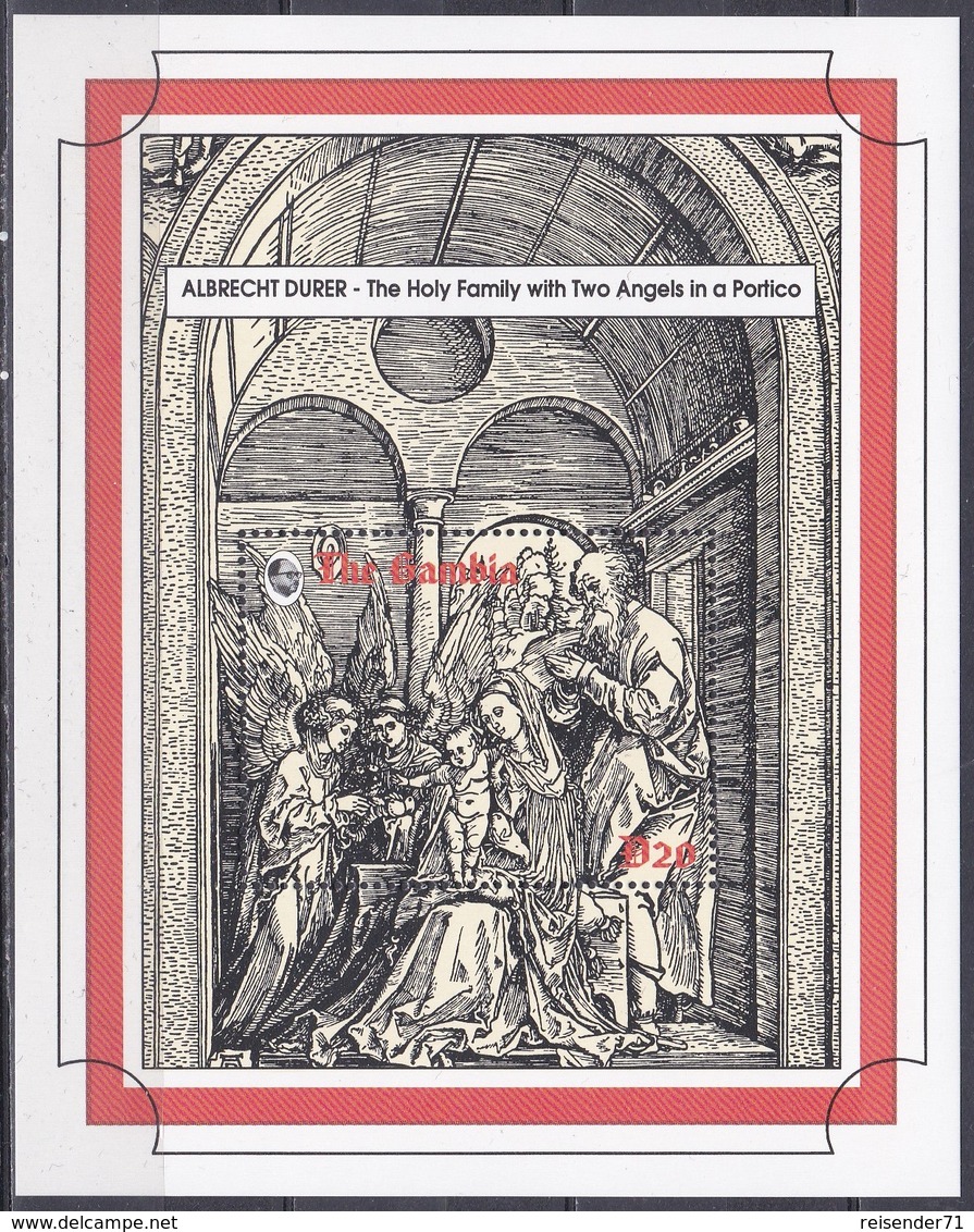 Gambia 1993 Religion Christentum Weihnachten Christmas Kunst Arts Gemälde Paintings Albrecht Dürer Engel, Bl. 213 ** - Gambia (1965-...)