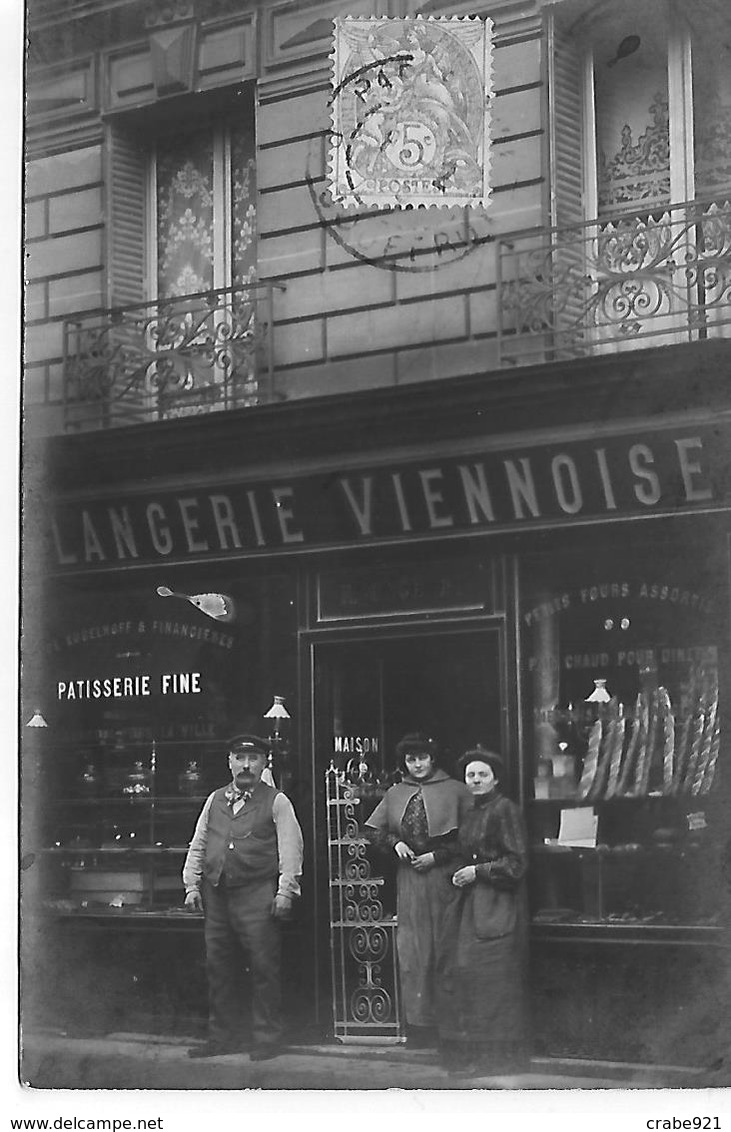 75 PARIS 17 RUE JOUFFROY BOULANGERIE AVEC LES PATRONS ET EMPLOYES CARTE PHOTO - Arrondissement: 17